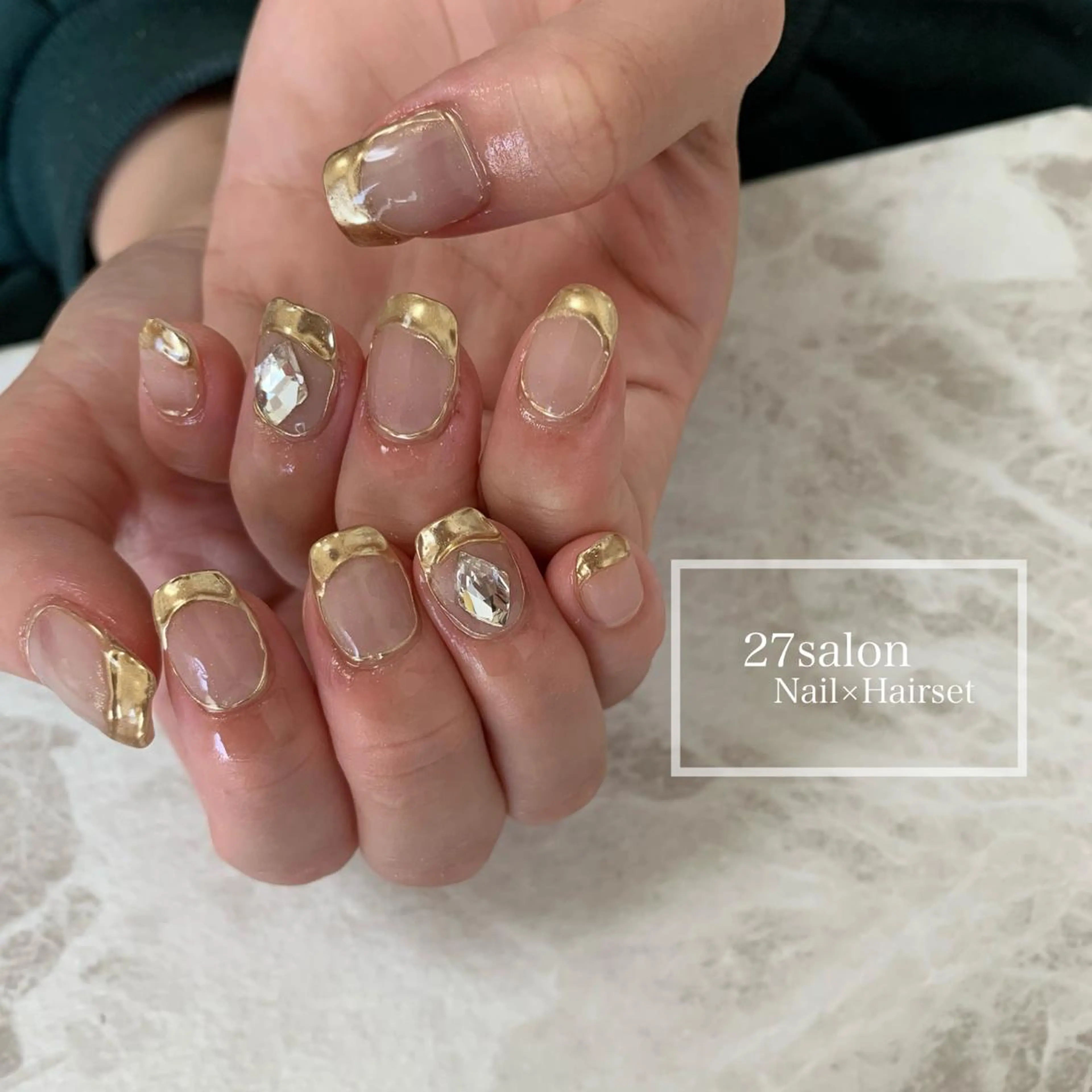 ネイル フレンチネイル ミラーネイル 27salon yuinaのネイルデザイン