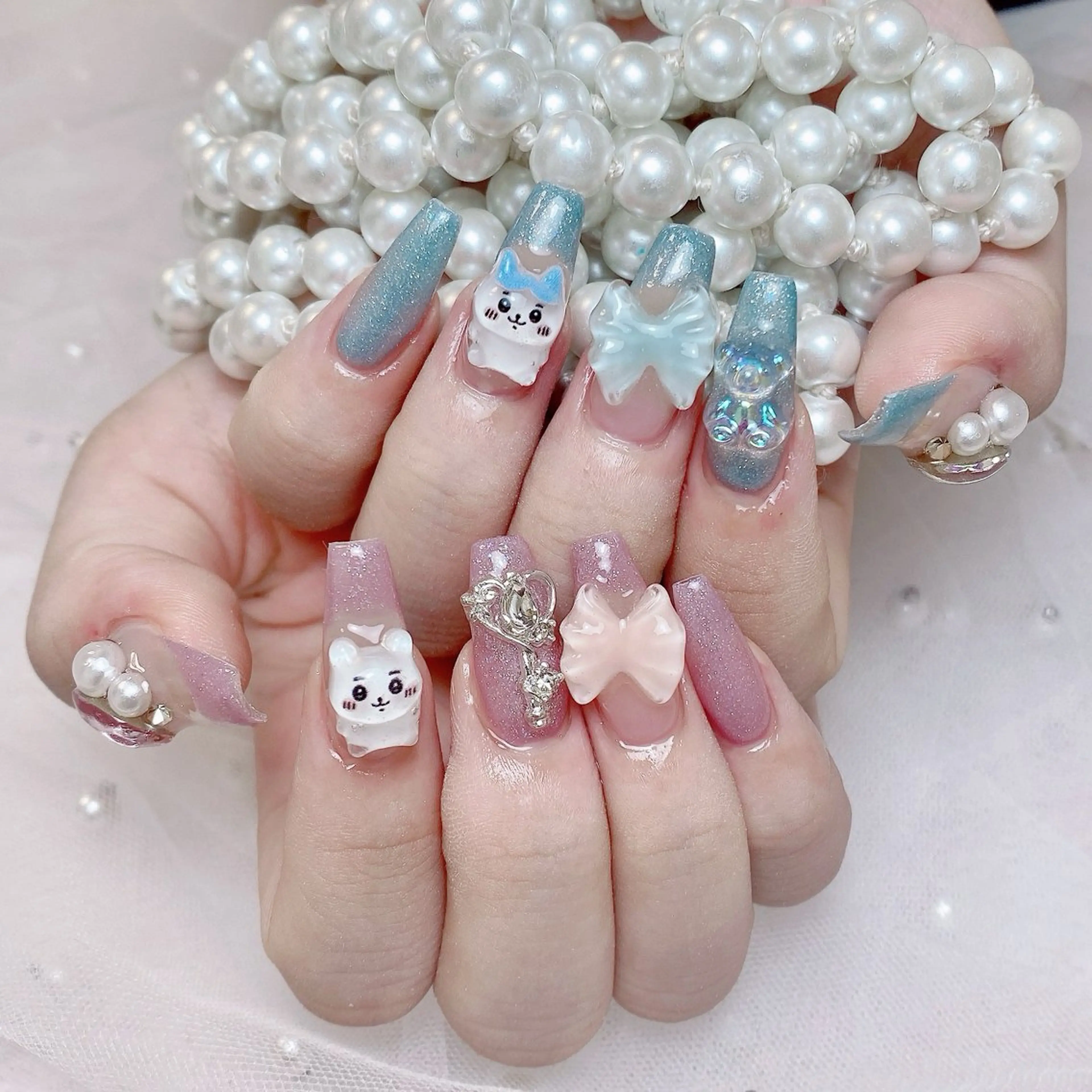 ネイル フレンチネイル ジェルネイル ハート 韓国ネイル マグネットネイル ネイルサロン lotusのネイルデザイン