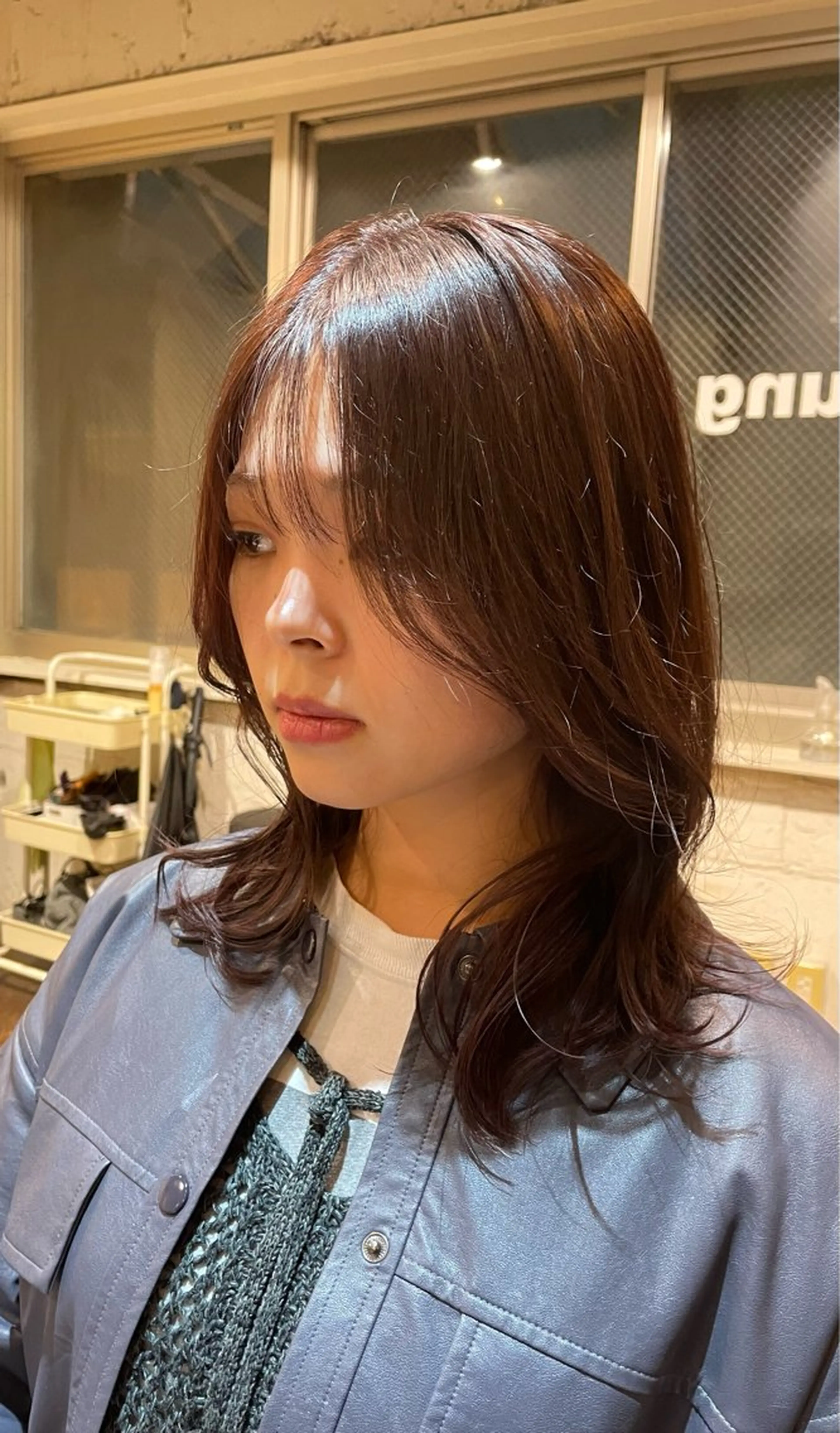 セミロング カラー くびれヘア 韓国風ヘア レイヤーカット カット ヘアカラー トリートメント 韓国風◎　田中 勇也のヘアスタイル