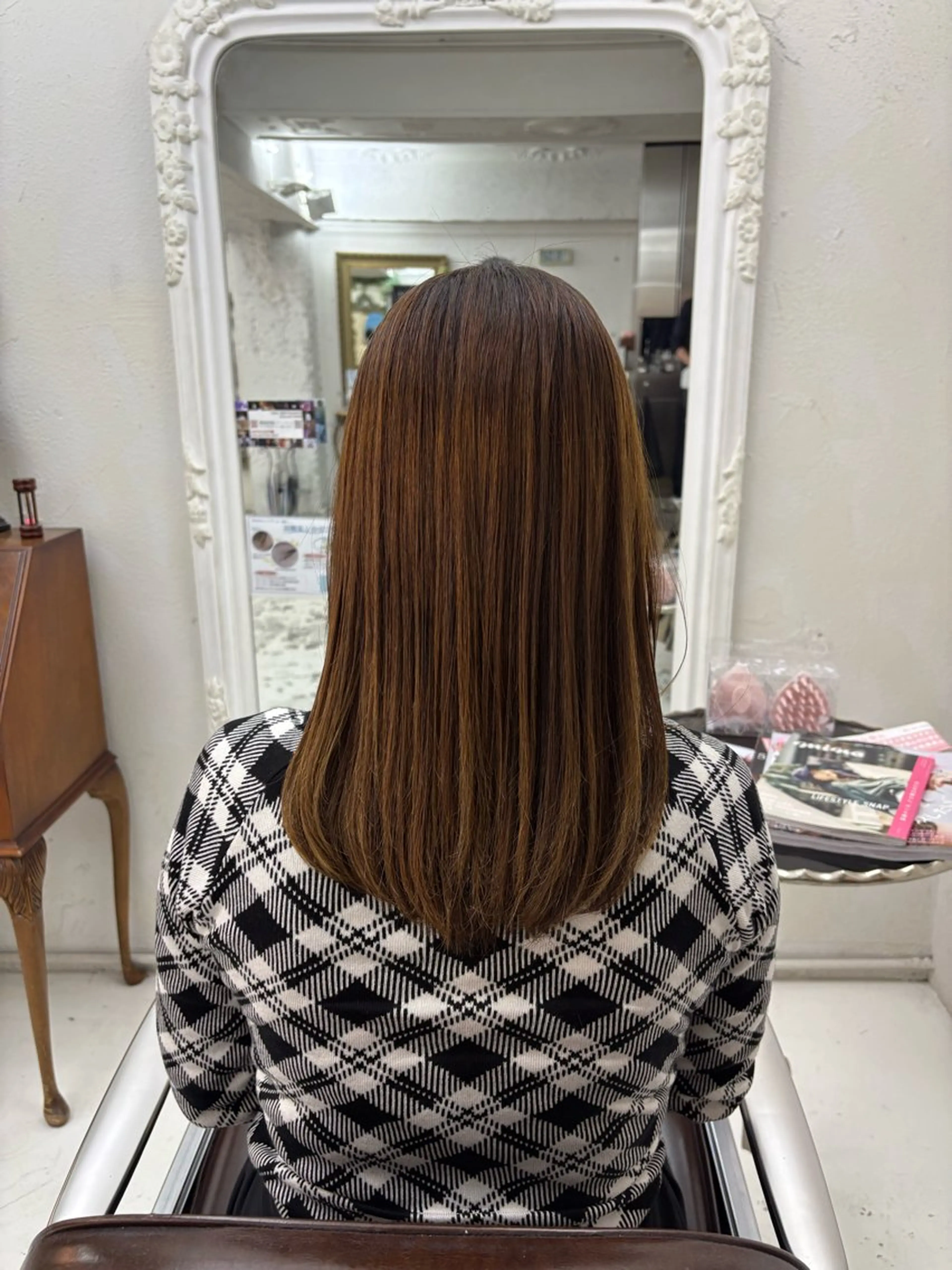 セミロング パーマ ストレートパーマ 縮毛矯正 艶髪🫧透明感カラー ｺﾑｶｲ  ﾕﾘｺのヘアスタイル