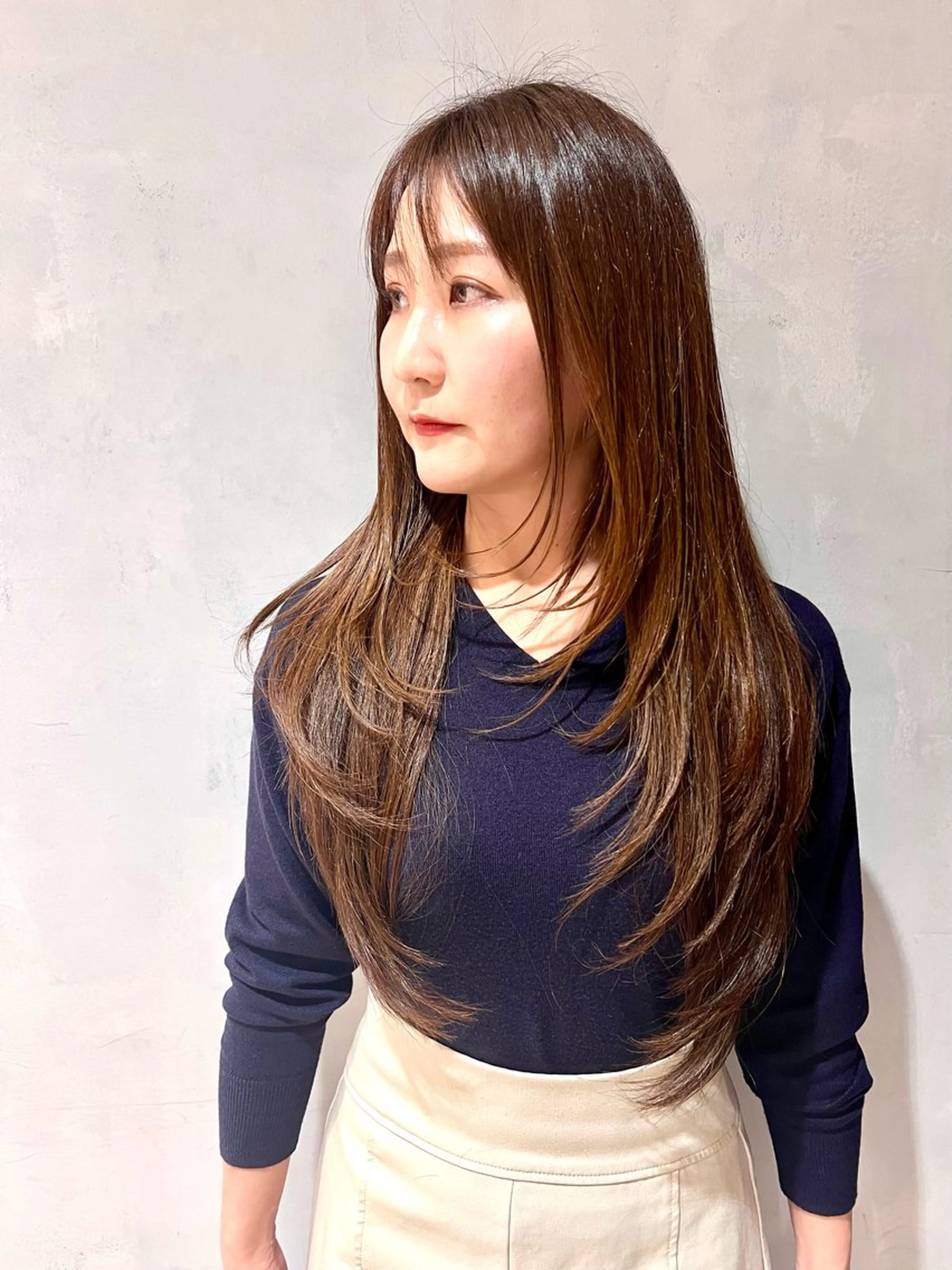 ロング レイヤーカット カット ヘアカラー まとまる美髪矯正 ×レイヤーカットのヘアスタイル