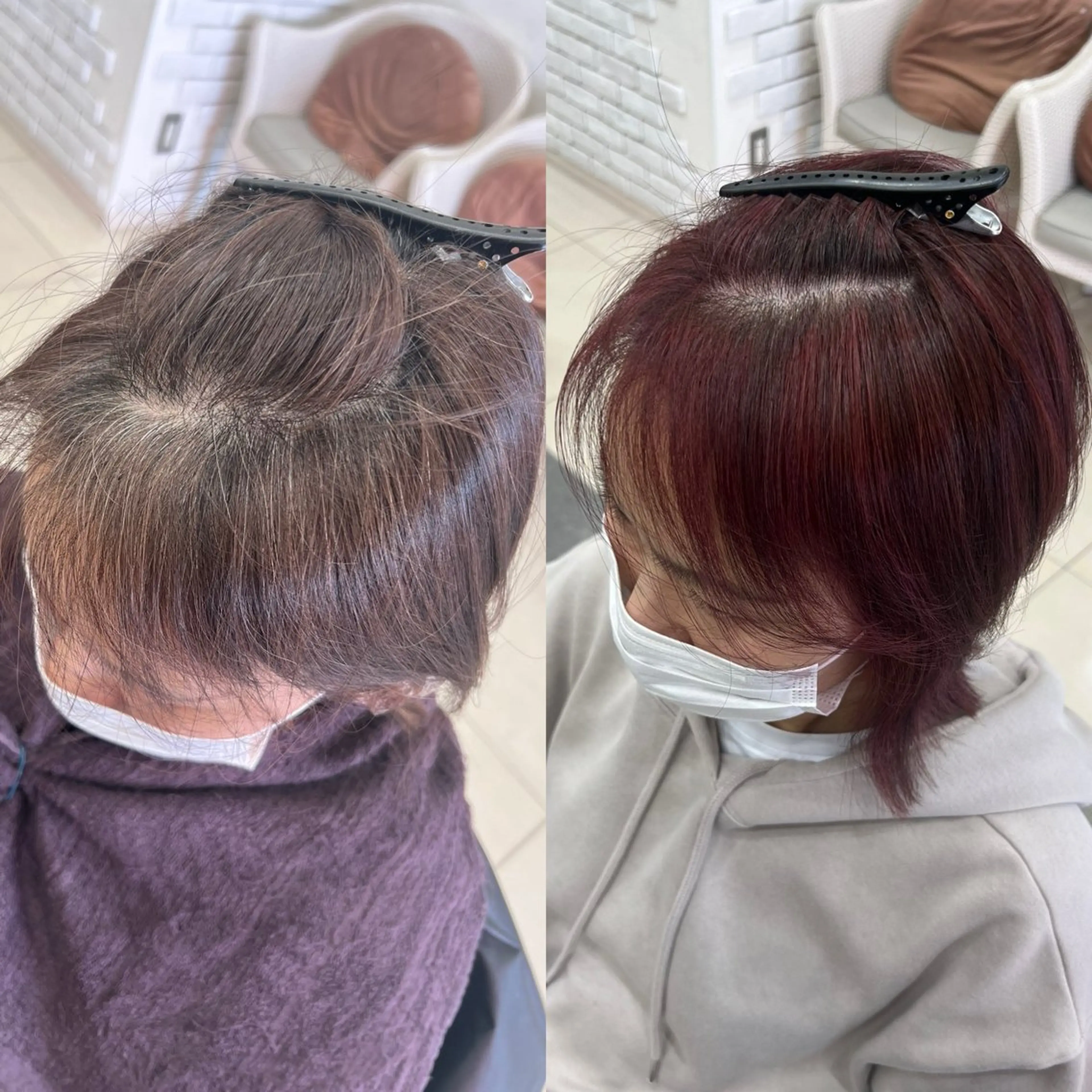 ミディアム カラー ハイライトカラー ピンクカラー ハイライト ヘアカラー 太白区/白髪ぼかし ハイライト/千葉達人のヘアスタイル