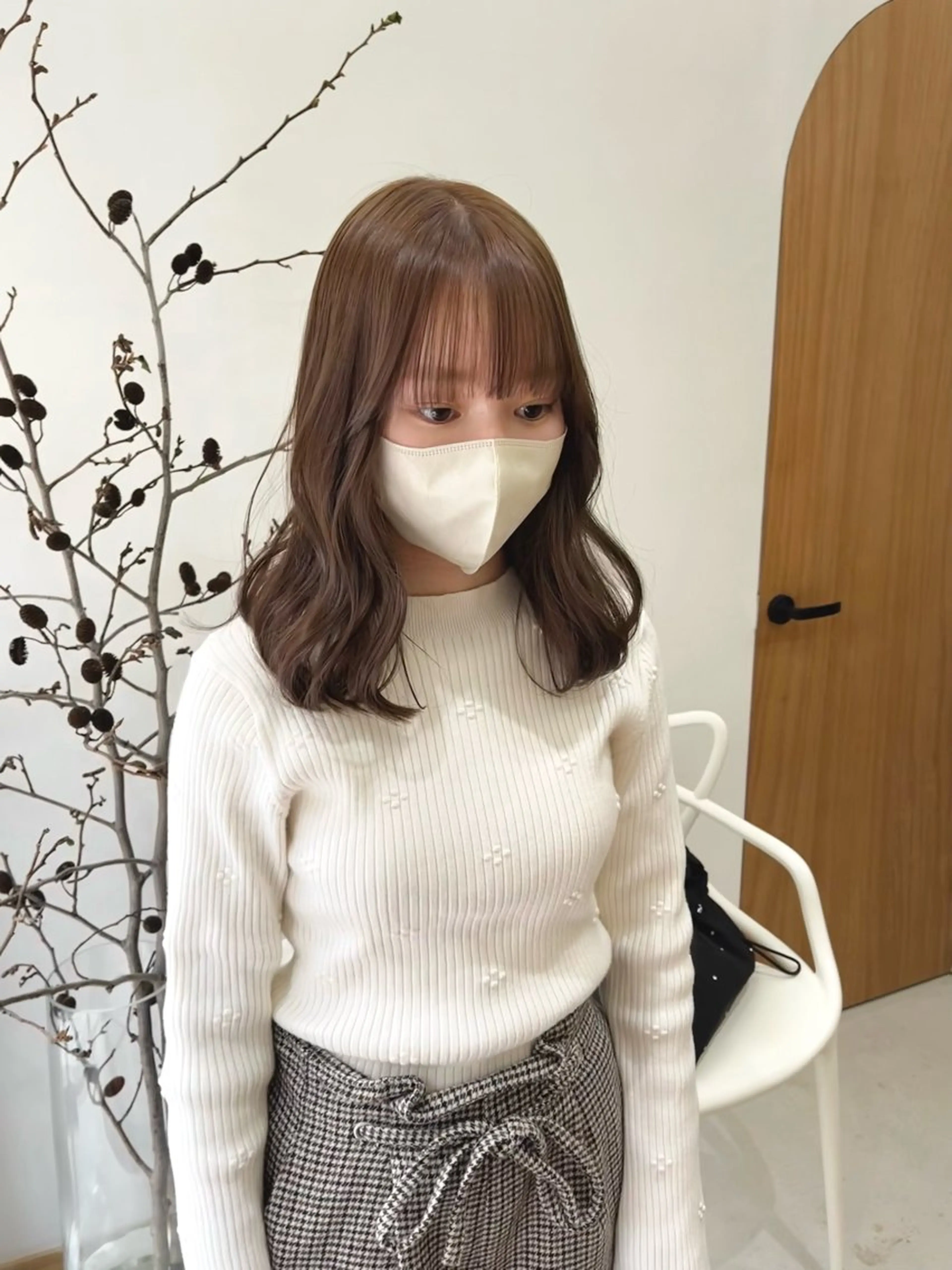 ミディアム カラー ヘアアレンジ ブリーチ ダブルカラー ブリーチなしカラー ena/ブリーチなし 透明感・レイヤー🎀のヘアスタイル
