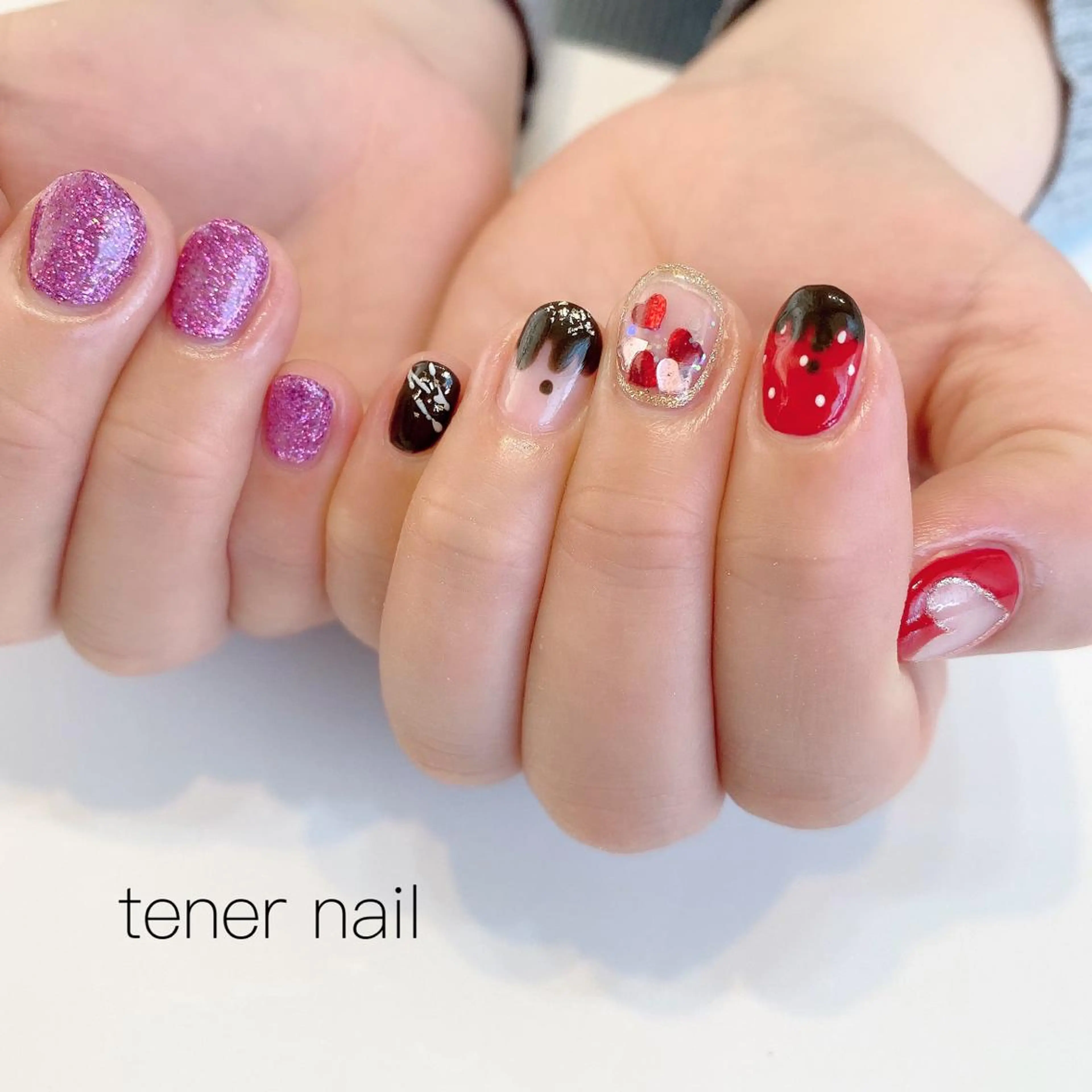 ネイル アートネイル バレンタイン テネルネイル tener nailのネイルデザイン