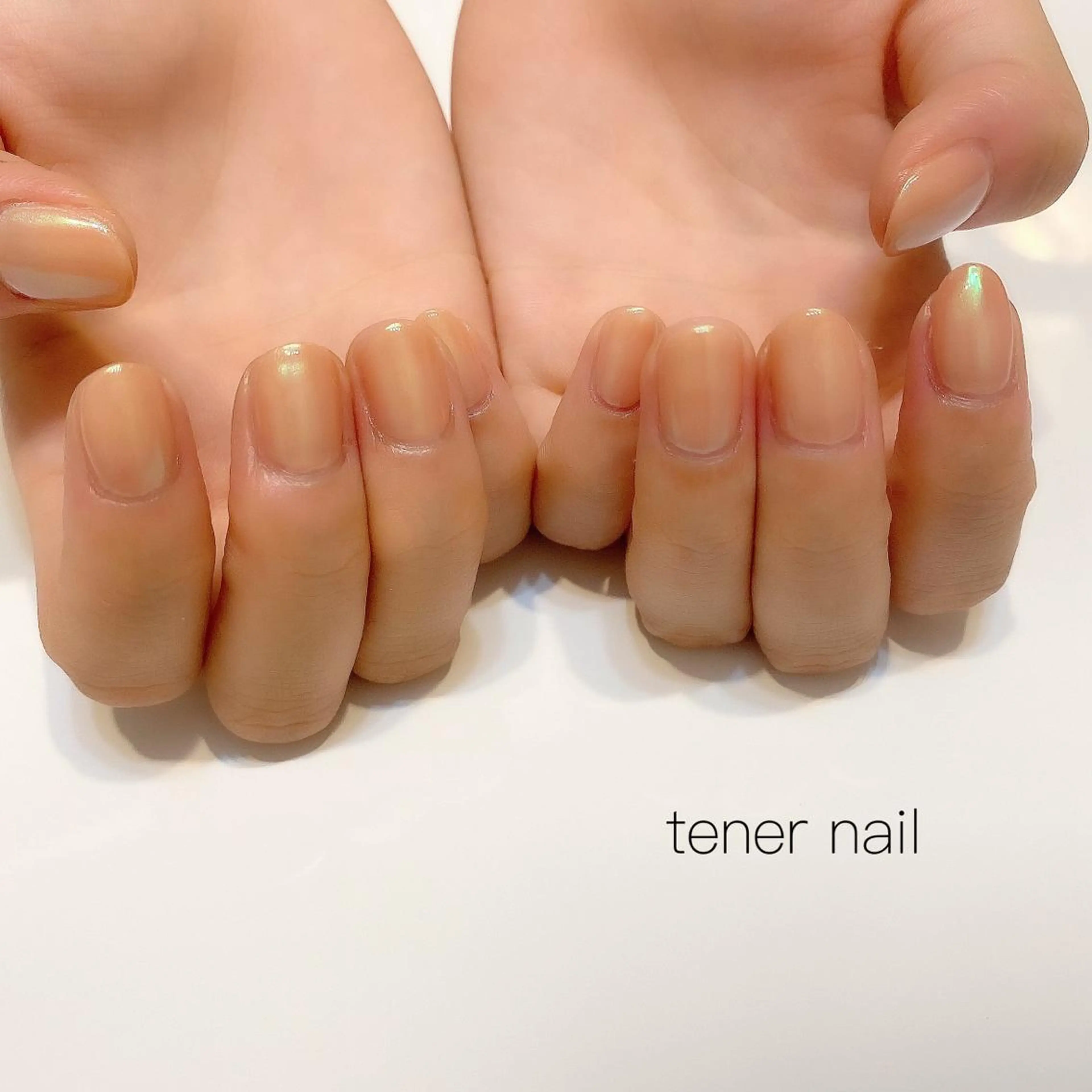 ネイル オーロラネイル ミラーネイル オレンジ テネルネイル tener nailのネイルデザイン