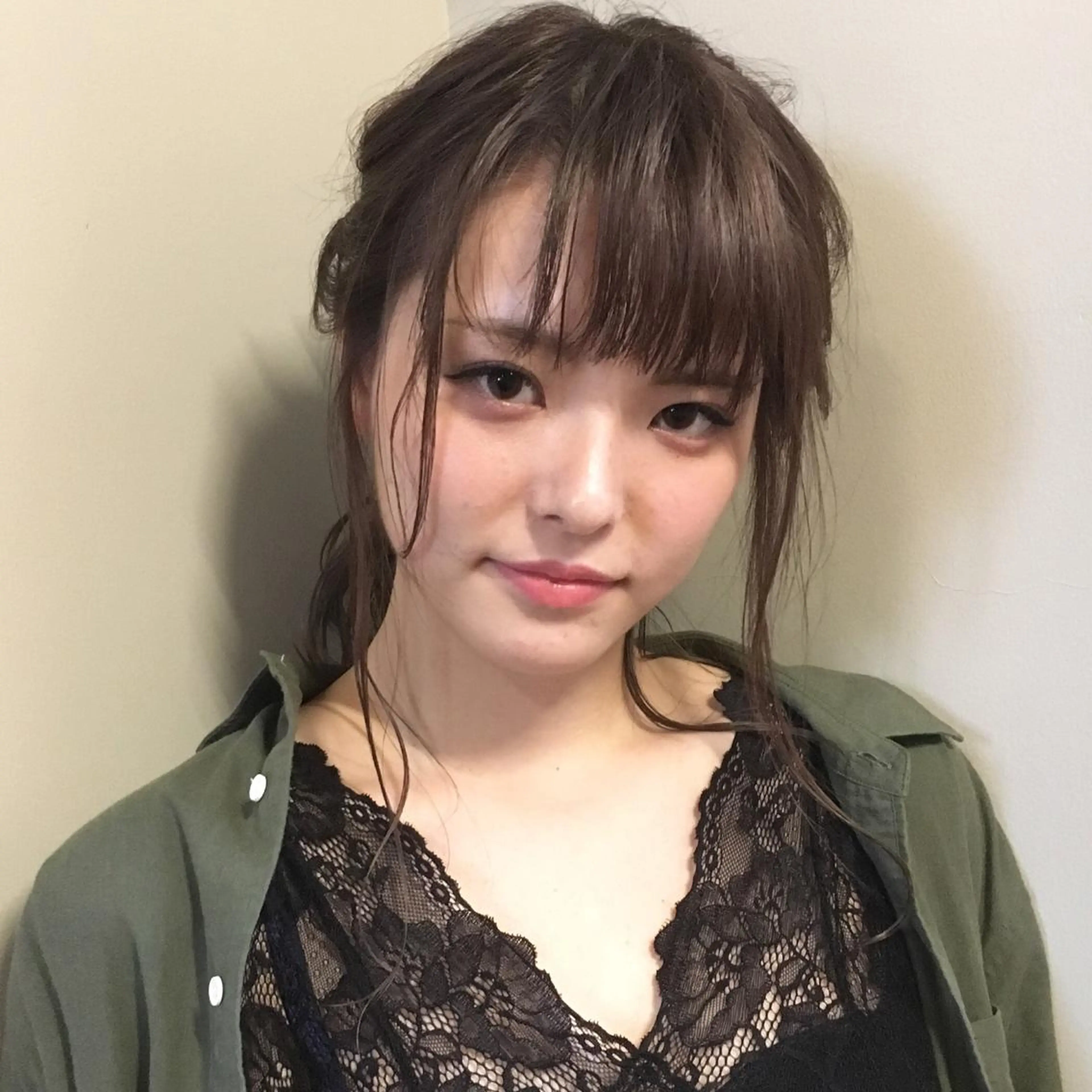 セミロング カラー ヘアアレンジ 薬院:今泉/上川美幸 小顔ボブ/暗髪カラーのヘアスタイル