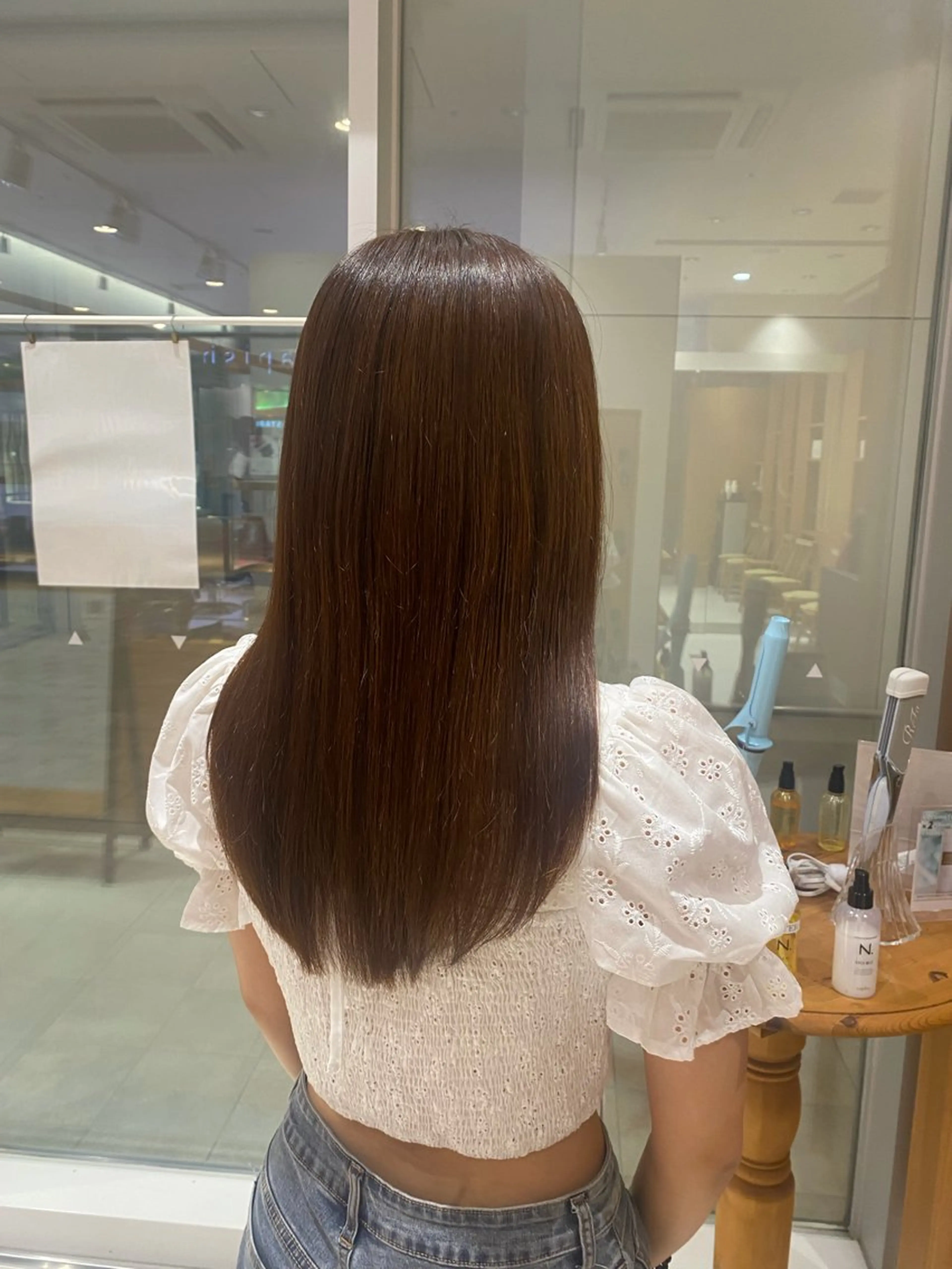 セミロング パーマ 縮毛矯正 トリートメント 💎ツヤ髪ストレート カラー💎かのんのヘアスタイル