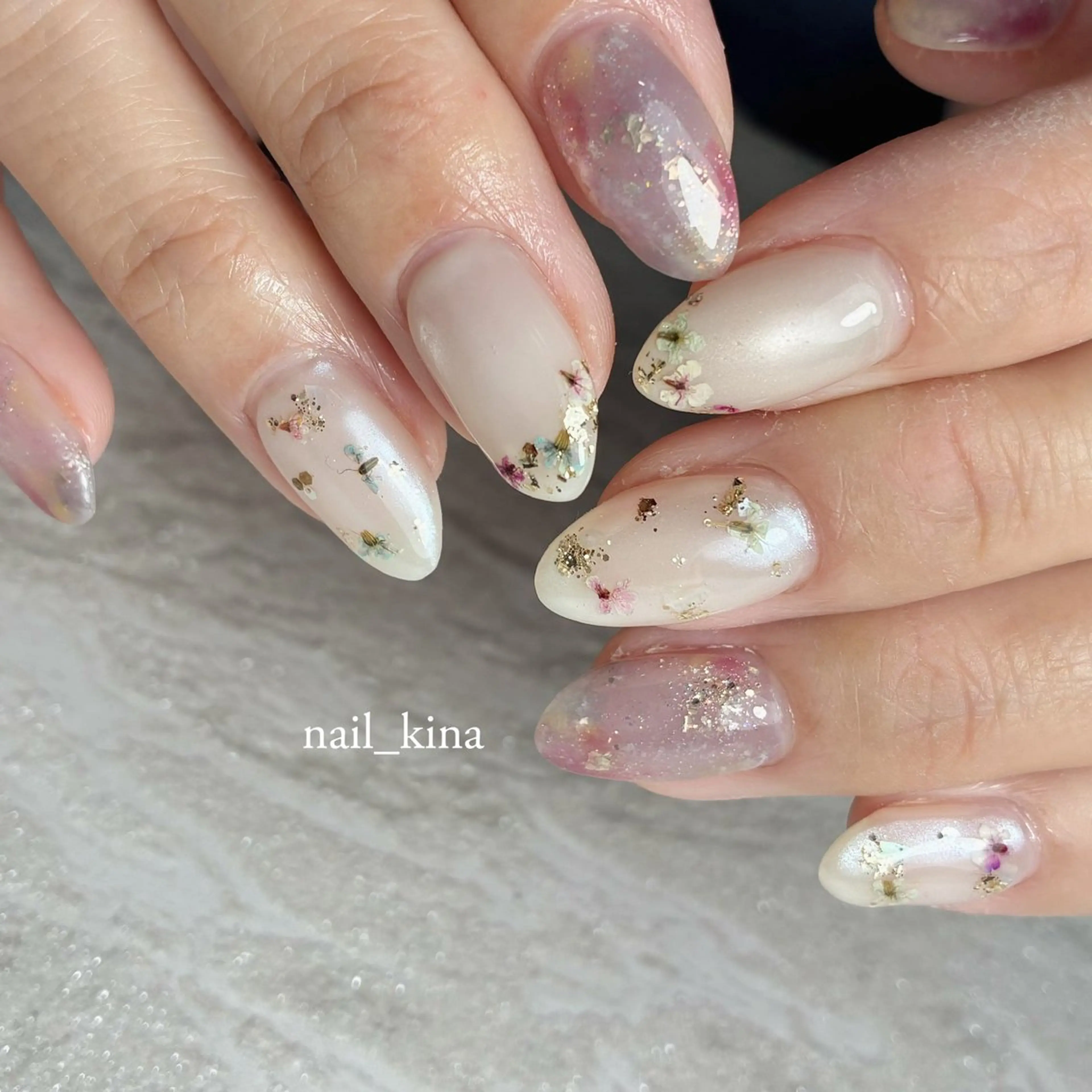 ネイル アートネイル フラワーネイル ジェルネイル マグネットネイル パラジェル ハンドネイル nail_ kinaのネイルデザイン