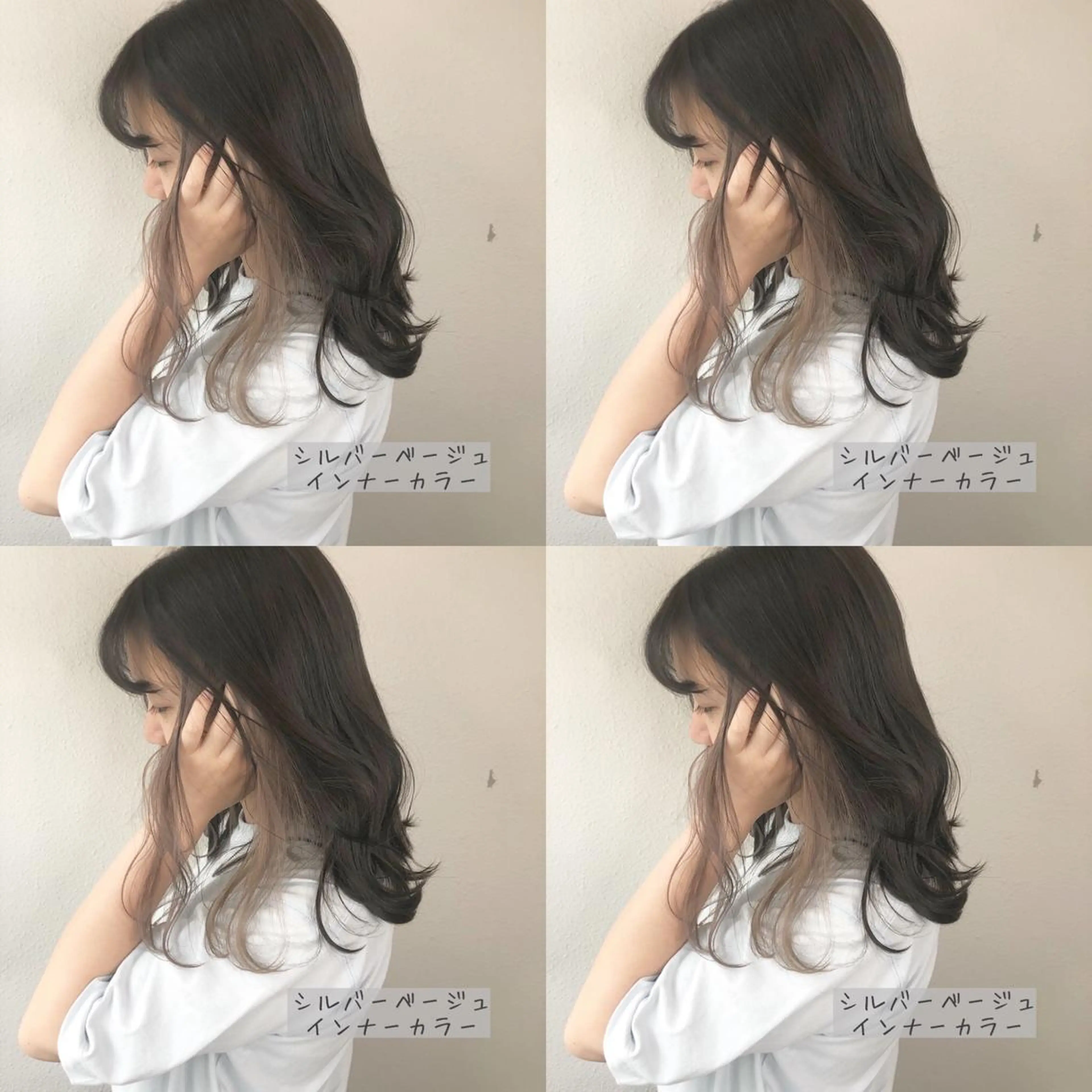 ミディアム カラー ベージュカラー ブリーチ シルバー シルバーベージュ あさだ しゅうたろうのヘアスタイル