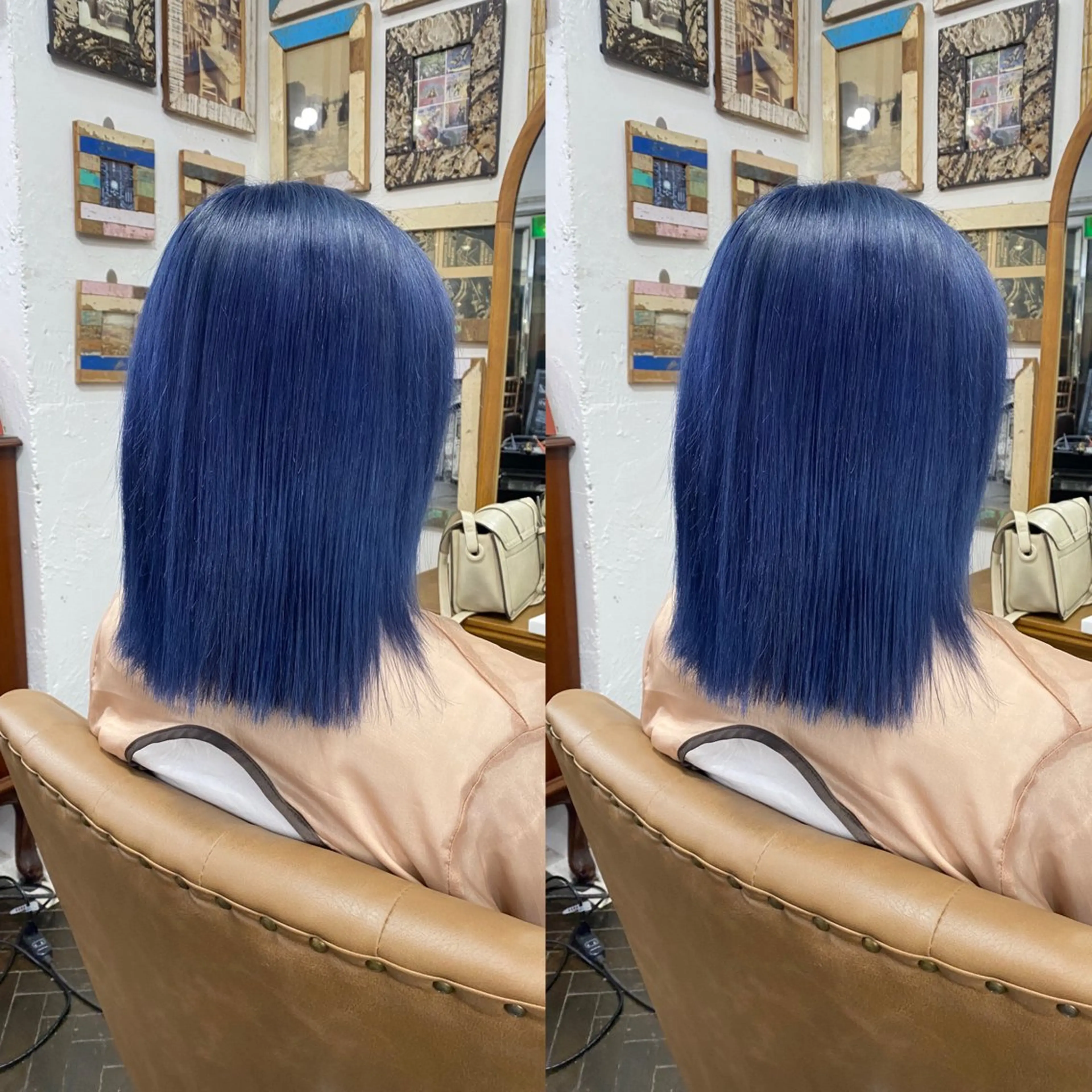 ミディアム カラー ブルーカラー カット ヘアカラー トリートメント 💎ハイトーン/艶 カラー モエカ💎のヘアスタイル