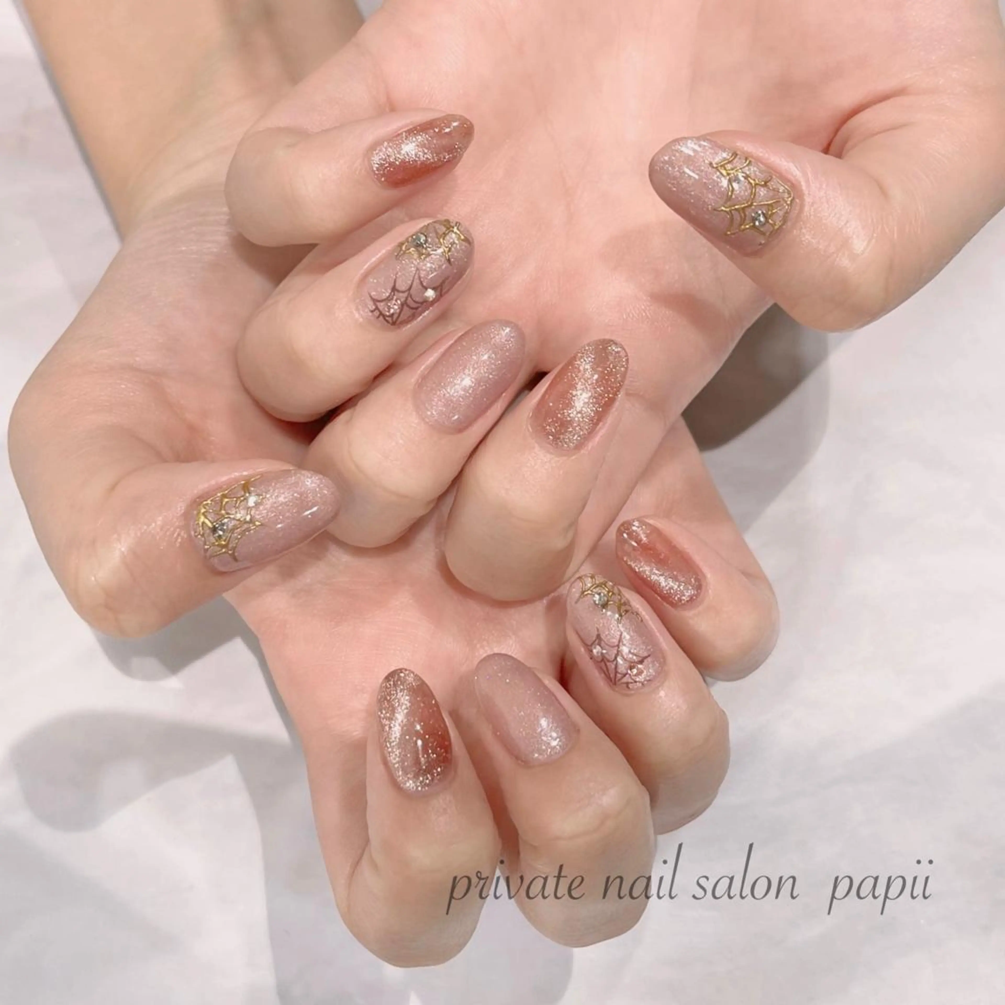 ネイル ハロウィン マグネットネイル マグネットワンカラー ミラーネイル ワンカラーネイル ハンドネイル private nail salon papii所属・papii☆ kurodaのネイルデザイン