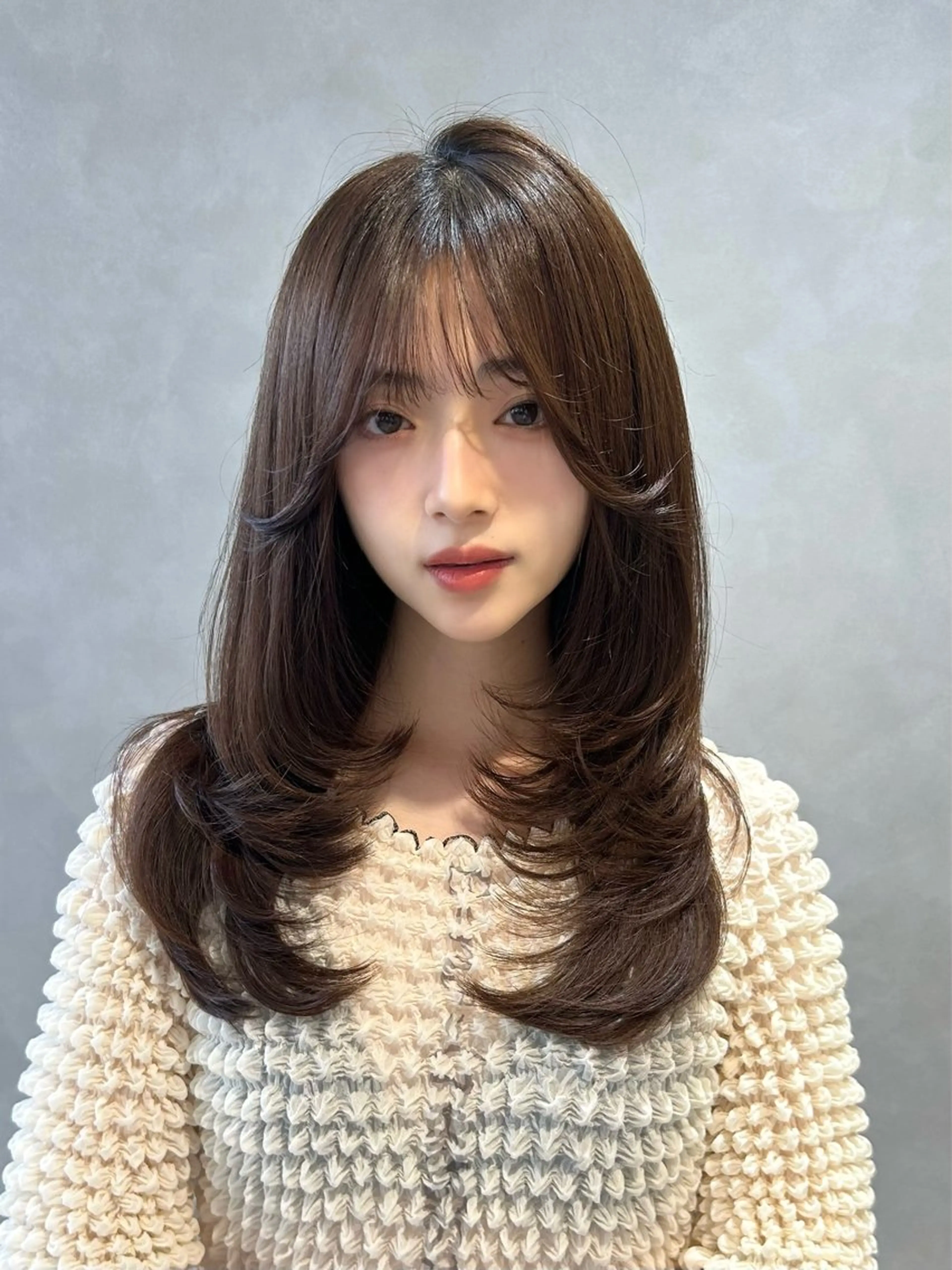 セミロング カラー グレージュ レイヤーカット ❤️ショートカット ・顔周りカット❤️のヘアスタイル