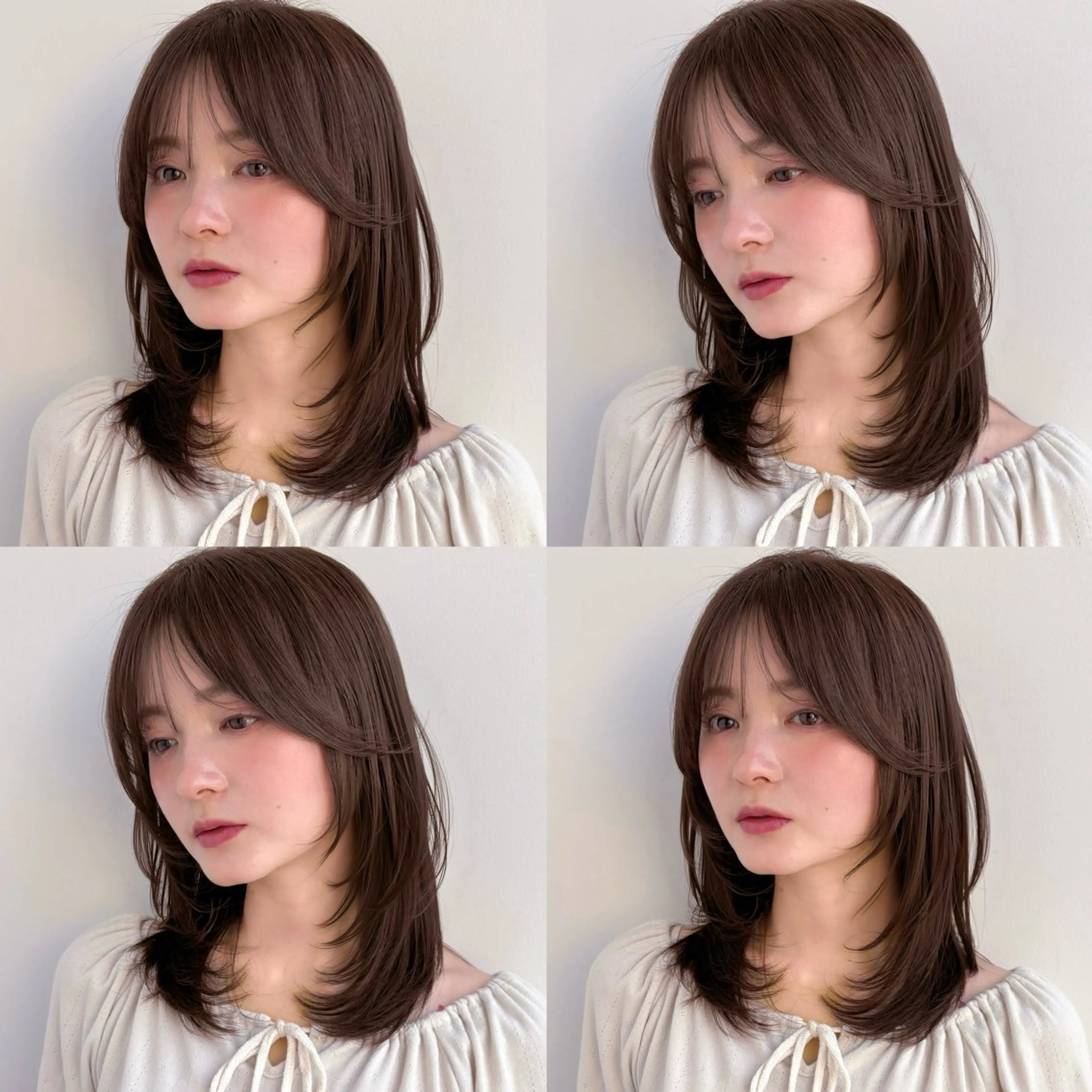 ミディアム カット ヘアカラー トリートメント 似合わせ/ベージュ /レイヤー/りほ🤍のヘアスタイル