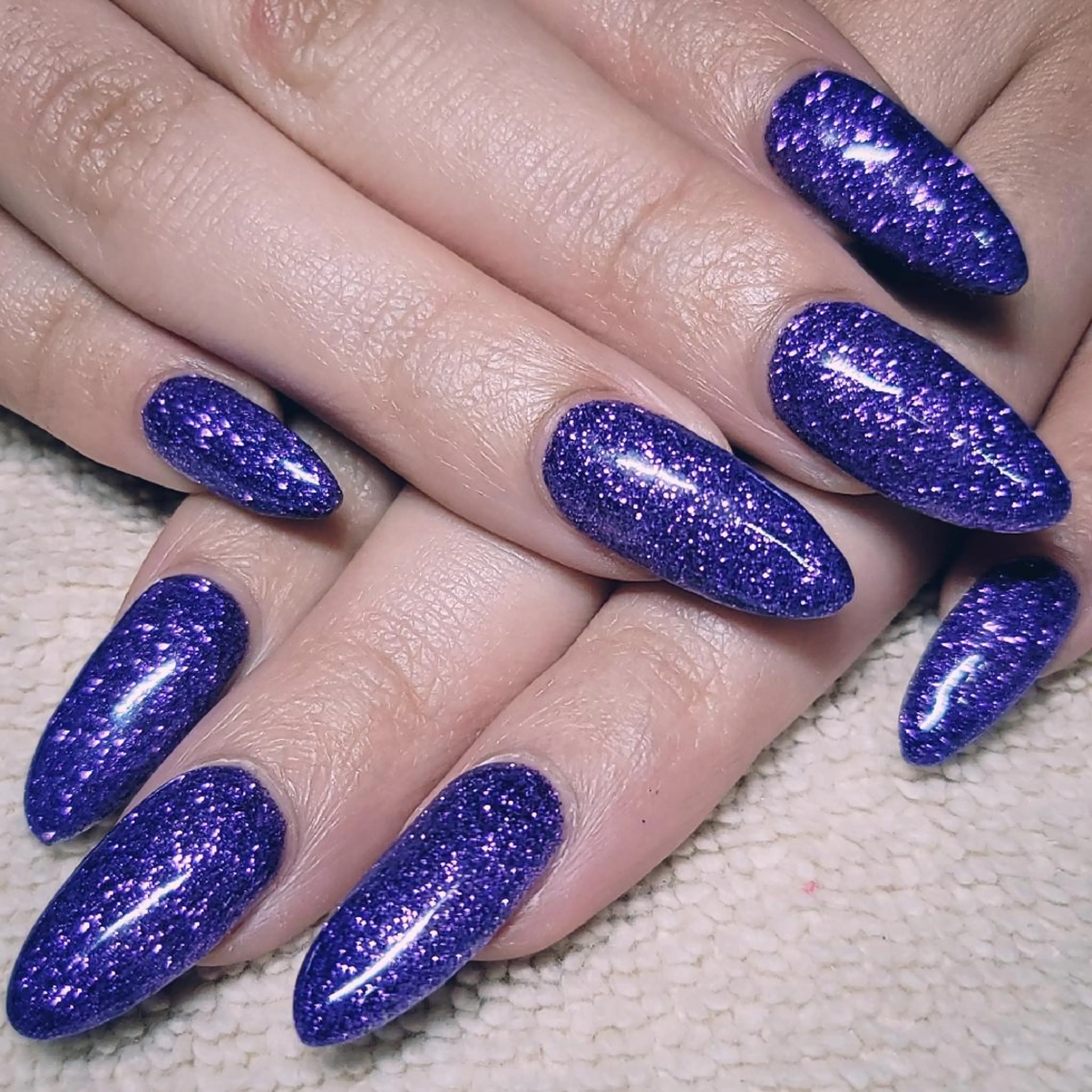 ネイル ラメ(グリッター) ワンカラーネイル パープル ハンドネイル よしだ ひろきのネイルデザイン