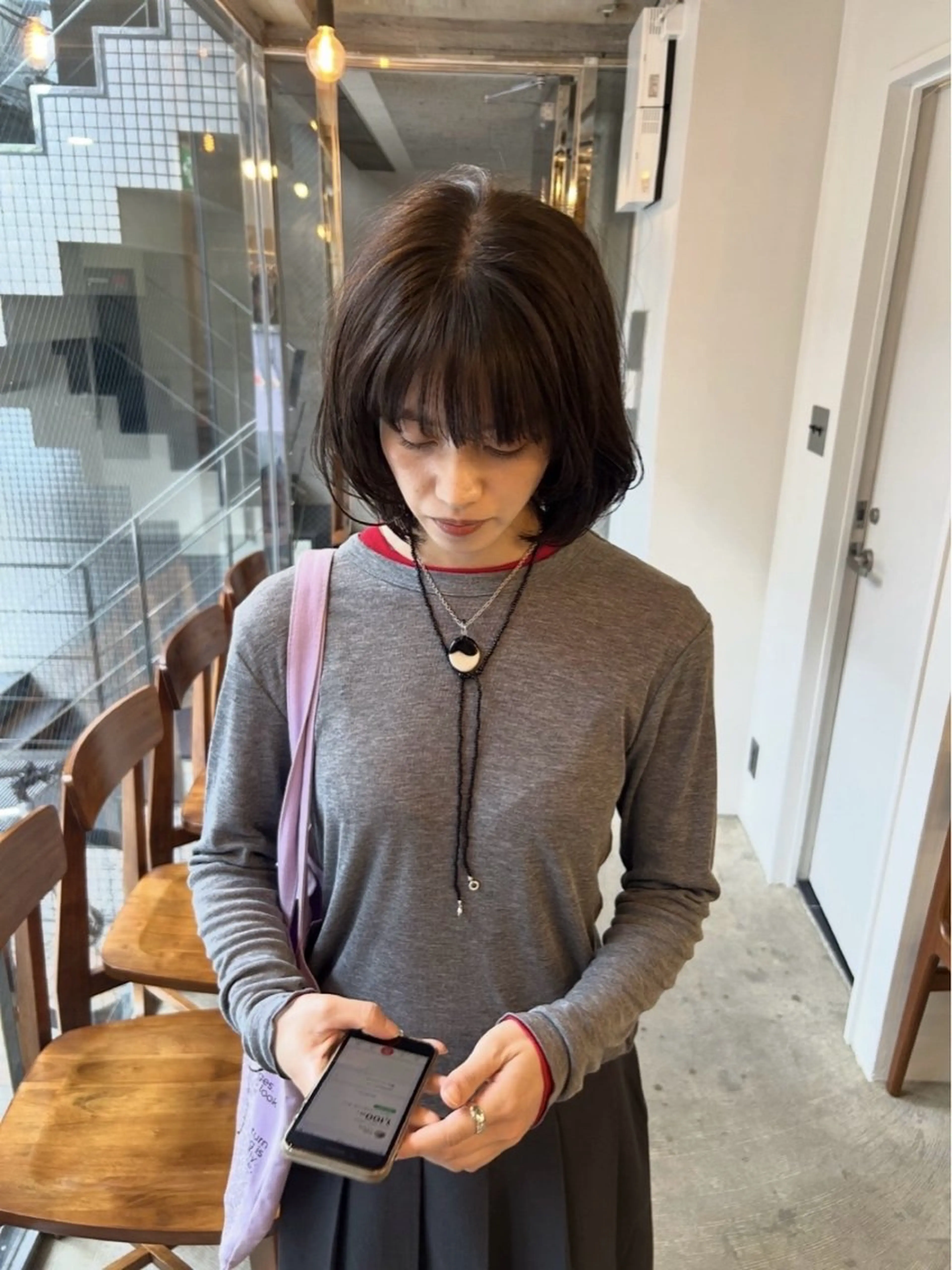 ショート カラー ヘアカラー トリートメント momona / Eng okのヘアスタイル