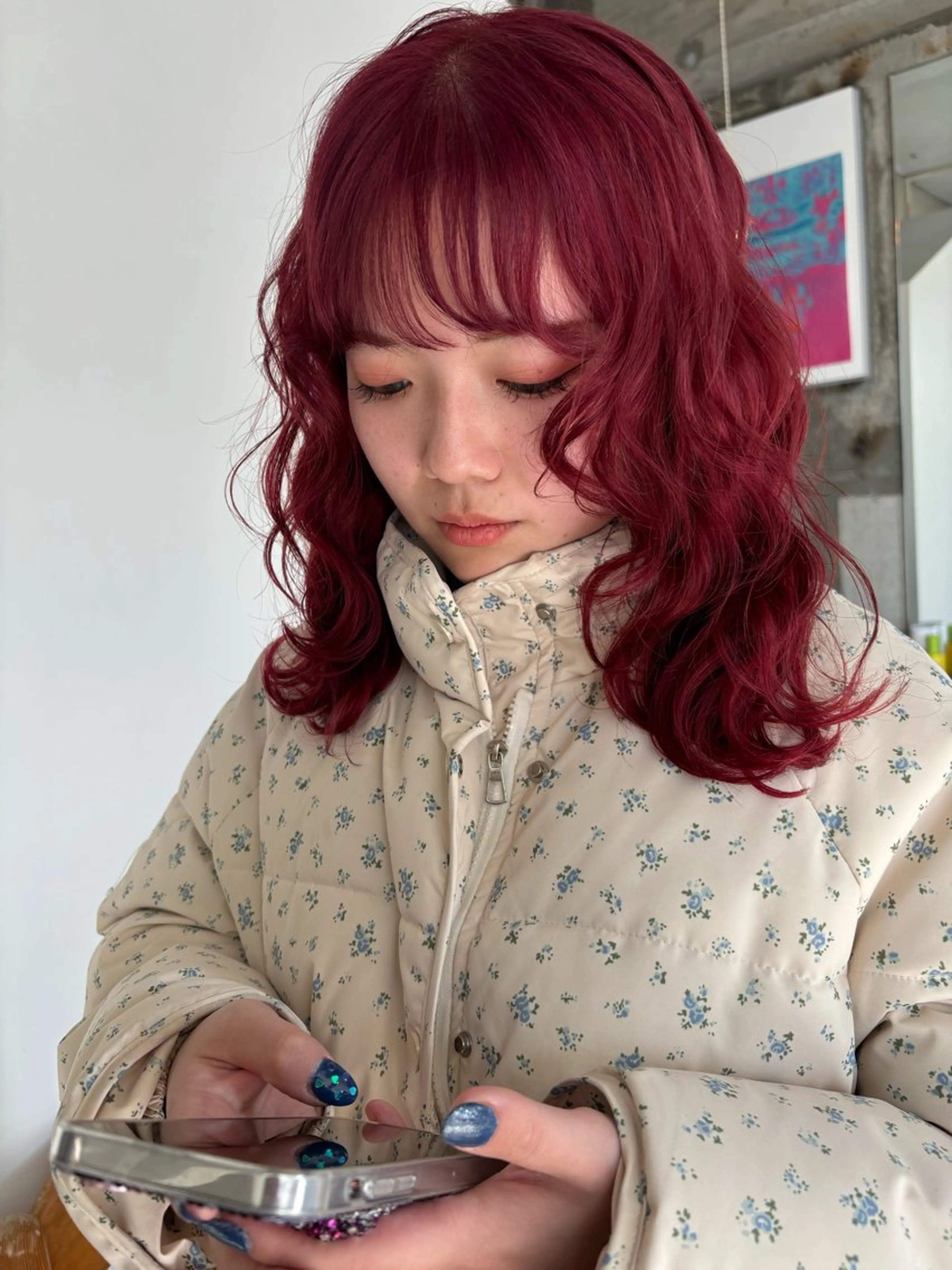 ミディアム カット ヘアカラー mirai/レイヤー ボブ/デザインのヘアスタイル