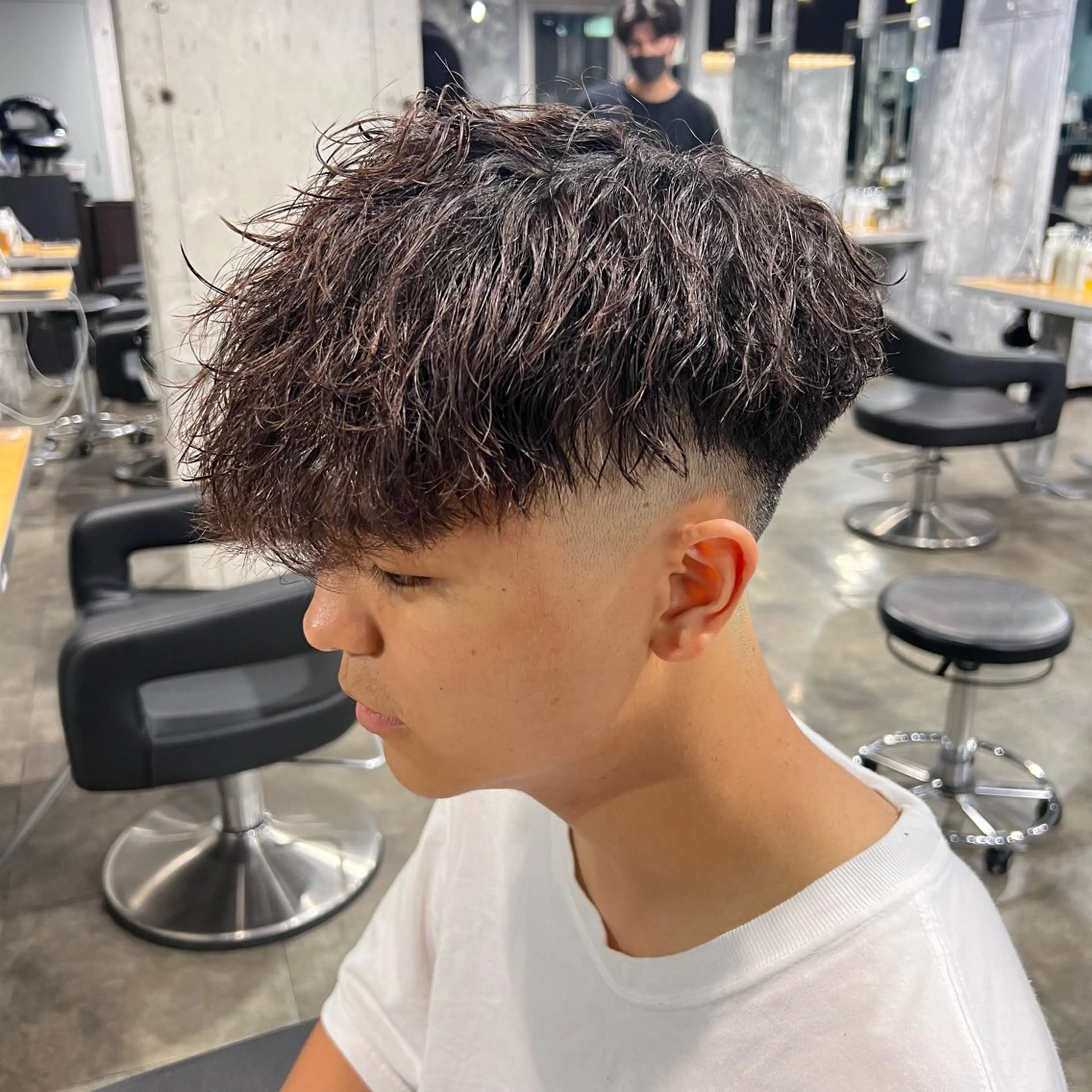 ショート カラー パーマ ヘアアレンジ メンズ キッズ アップバング センターパート メンズハイライト マッシュ メンズパーマ 🔷横浜1のパーマ 職人🔷将太郎のヘアスタイル