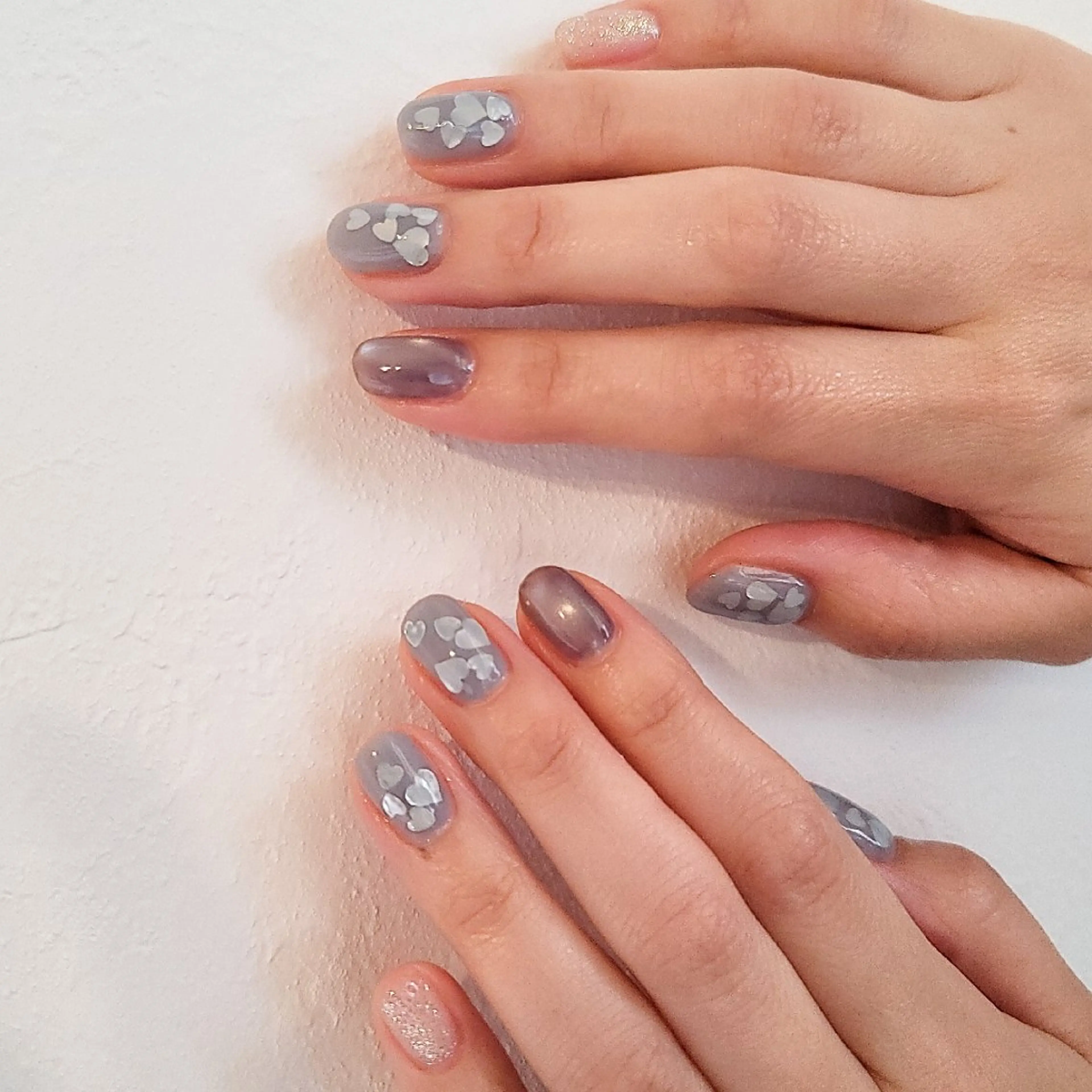 ネイル ハート マグネットネイル ハンドネイル 🌲🌳🚪iiit o🌲🌳🌲のネイルデザイン