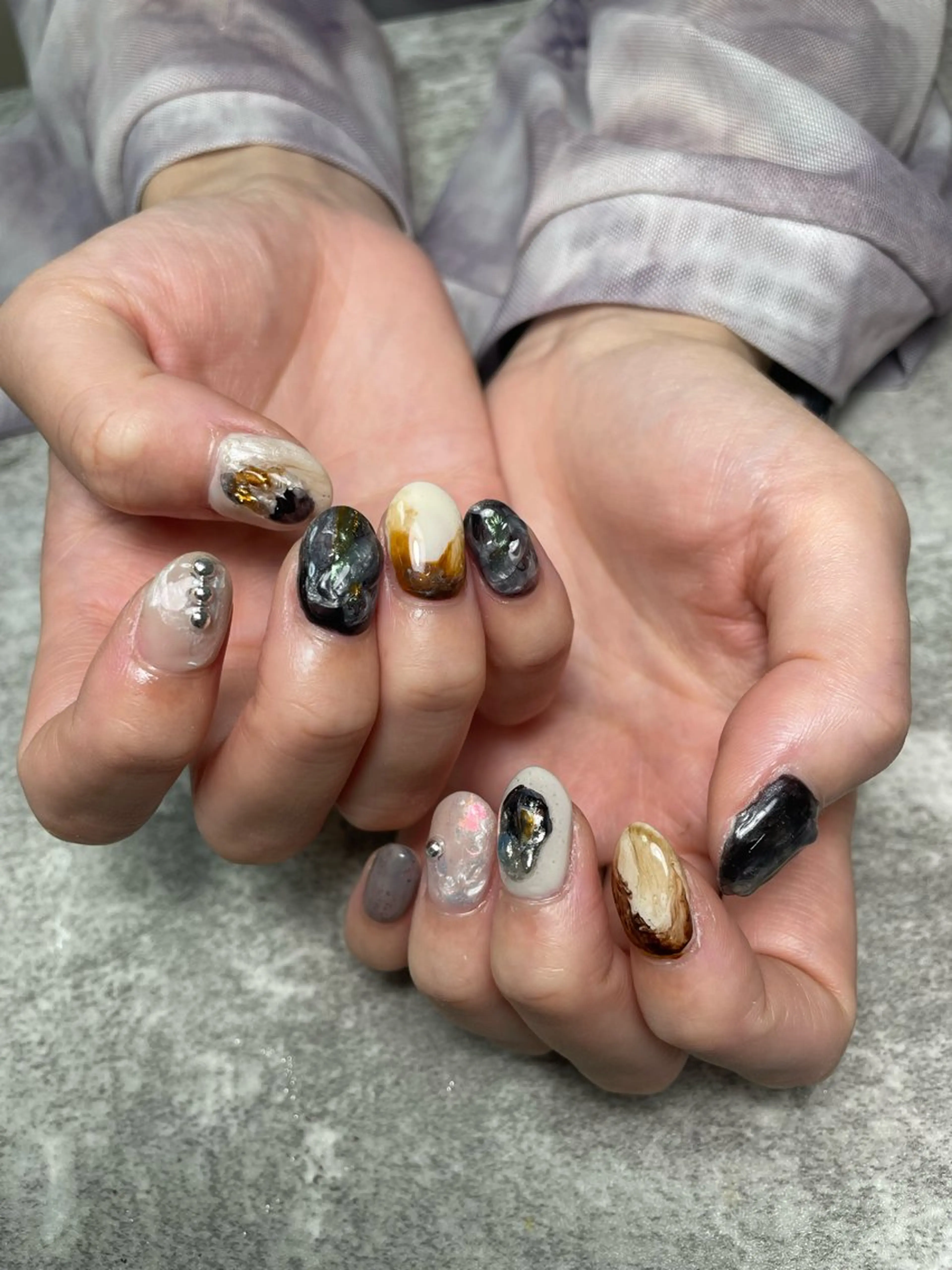 ネイル アートネイル 持ち込み ニュアンスネイル ハンドネイル RISA joie nailのネイルデザイン