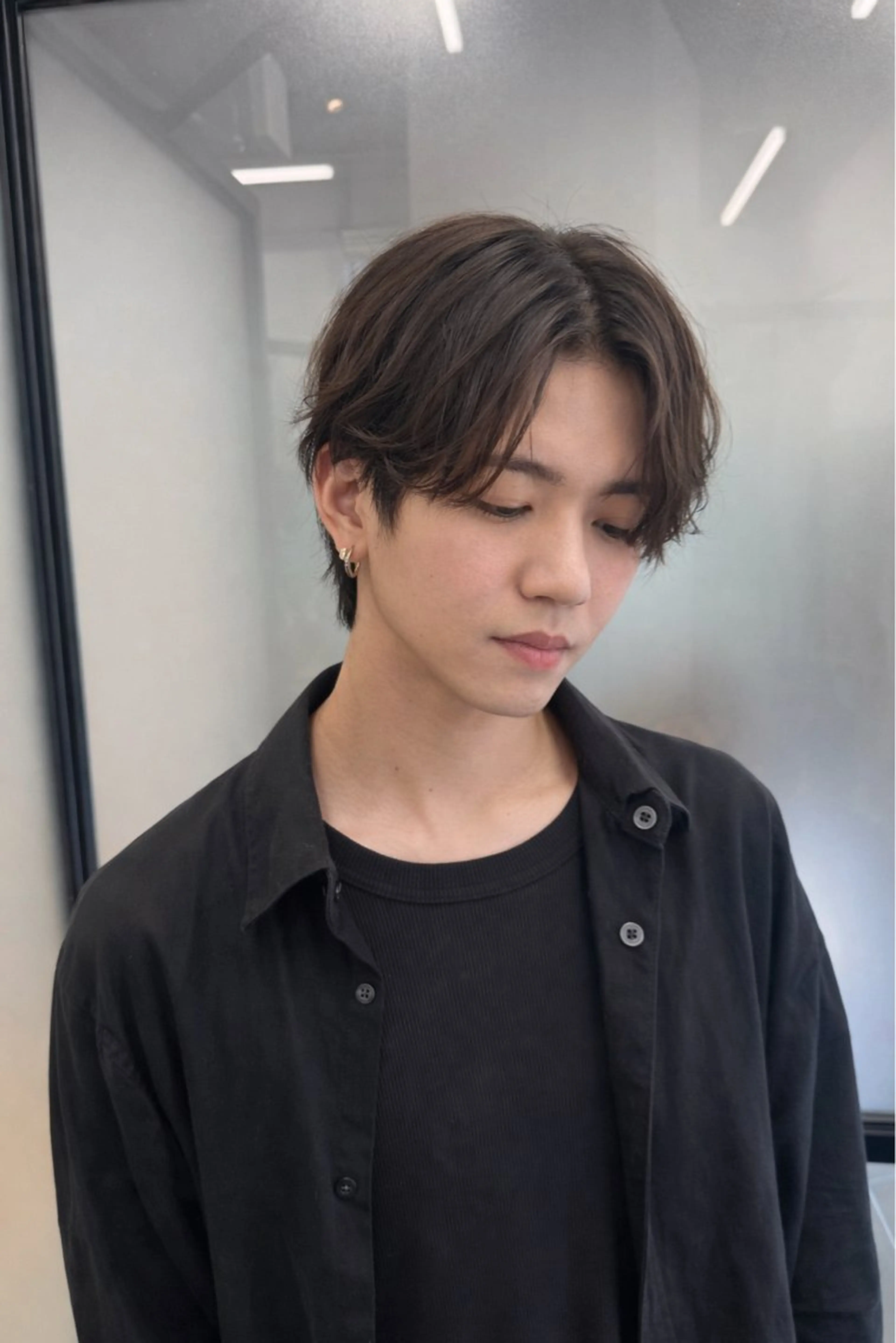 パーマ メンズ センターパート マッシュ メンズパーマ ニュアンスパーマ カット パーマ ラフなパーマ 石川雄麻のヘアスタイル