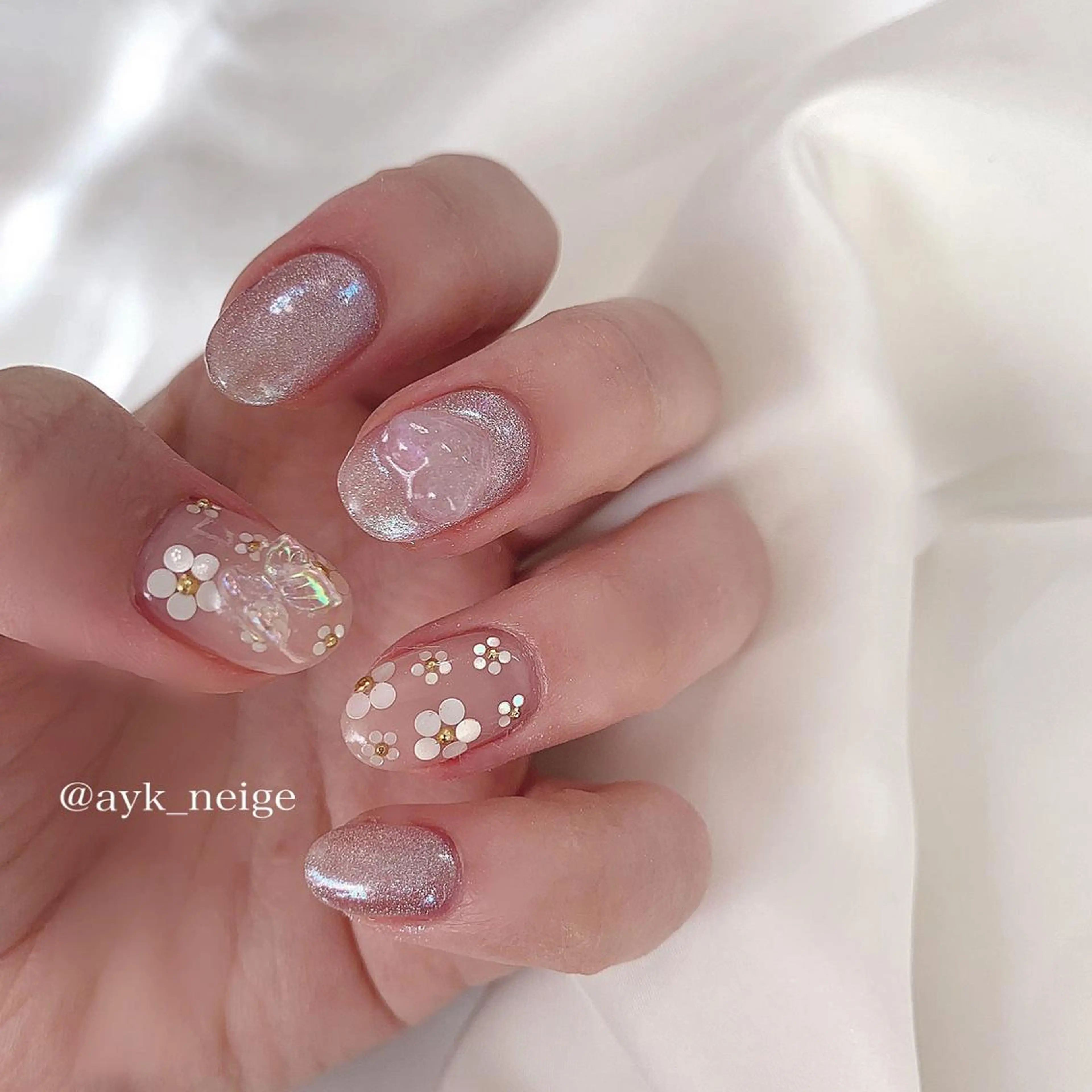 ネイル ハート 氷ネイル・うるうるネイル 韓国ネイル 冬ネイル n'eige nail所属・大谷 綾香のネイルデザイン