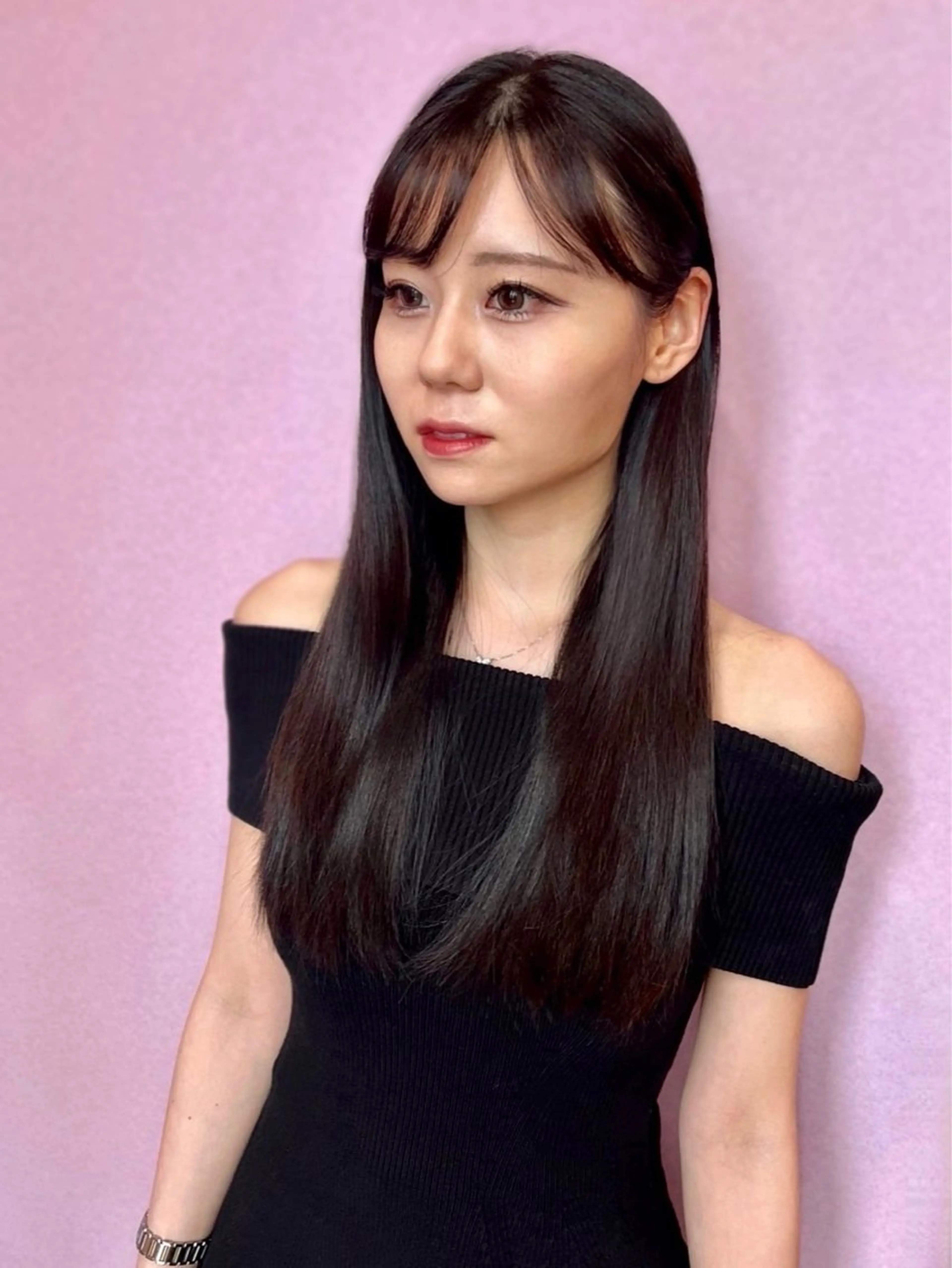 ロング カラー＋ちび編み込み エクステ梅田🐨のヘアスタイル
