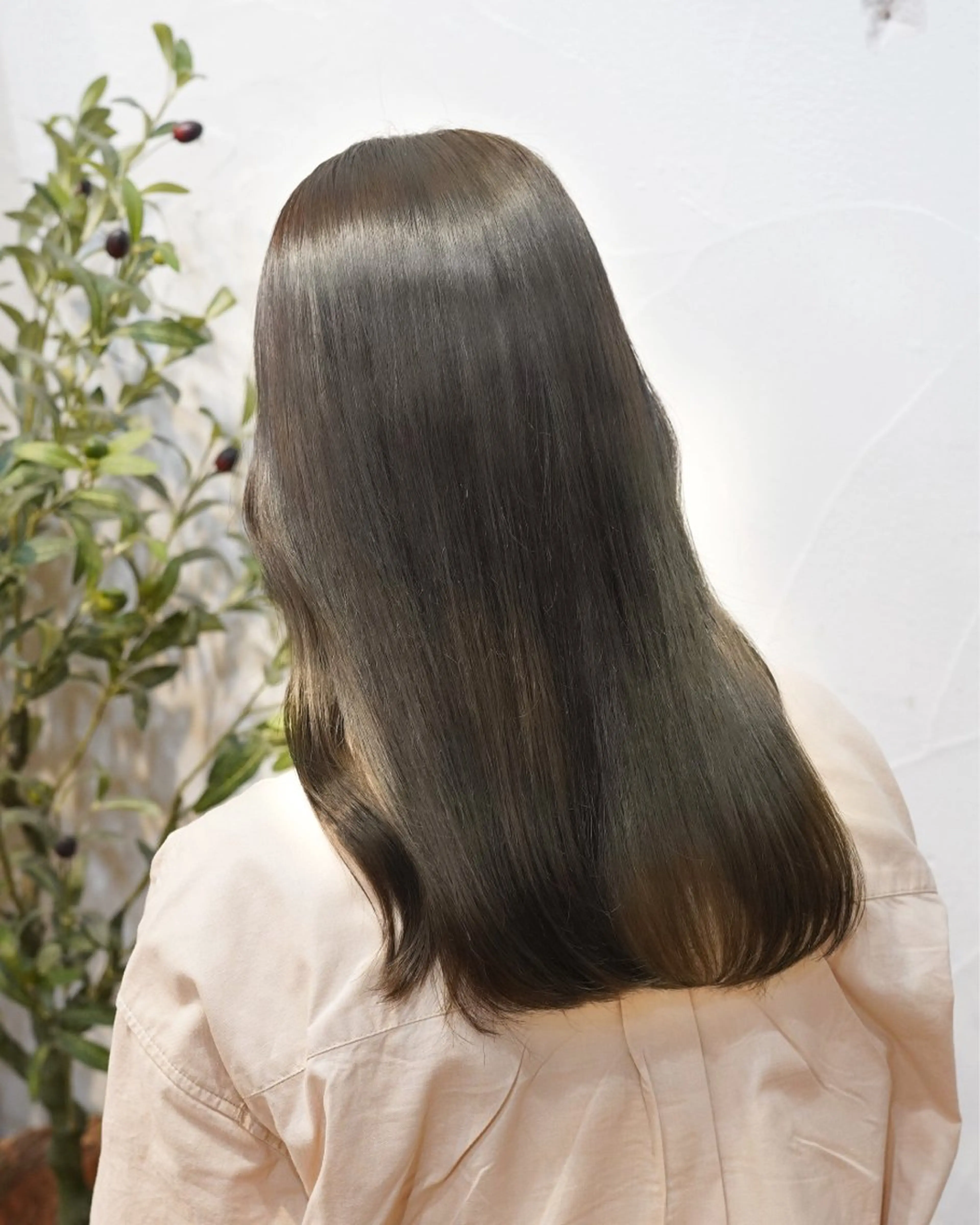 セミロング カラー グレージュ オリーブグレージュ オリーブグレー 小顔ショート/透明感 カラー/チサトのヘアスタイル