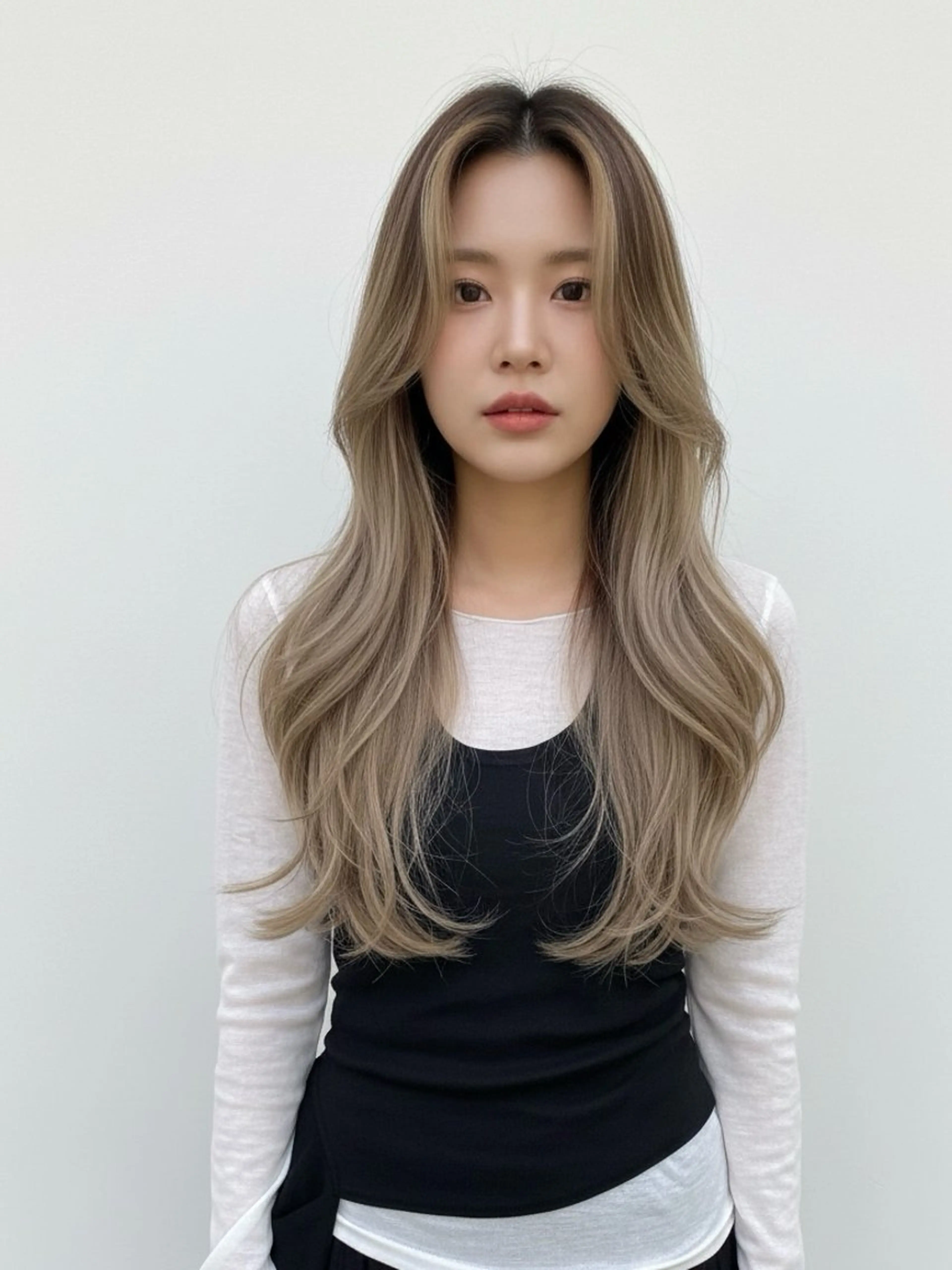 セミロング くびれヘア 顔まわりレイヤー 韓国風ヘア レイヤーカット 小顔カット カット トリートメント 韓国レイヤーカット 🫧大阪梅田レイヤーのヘアスタイル