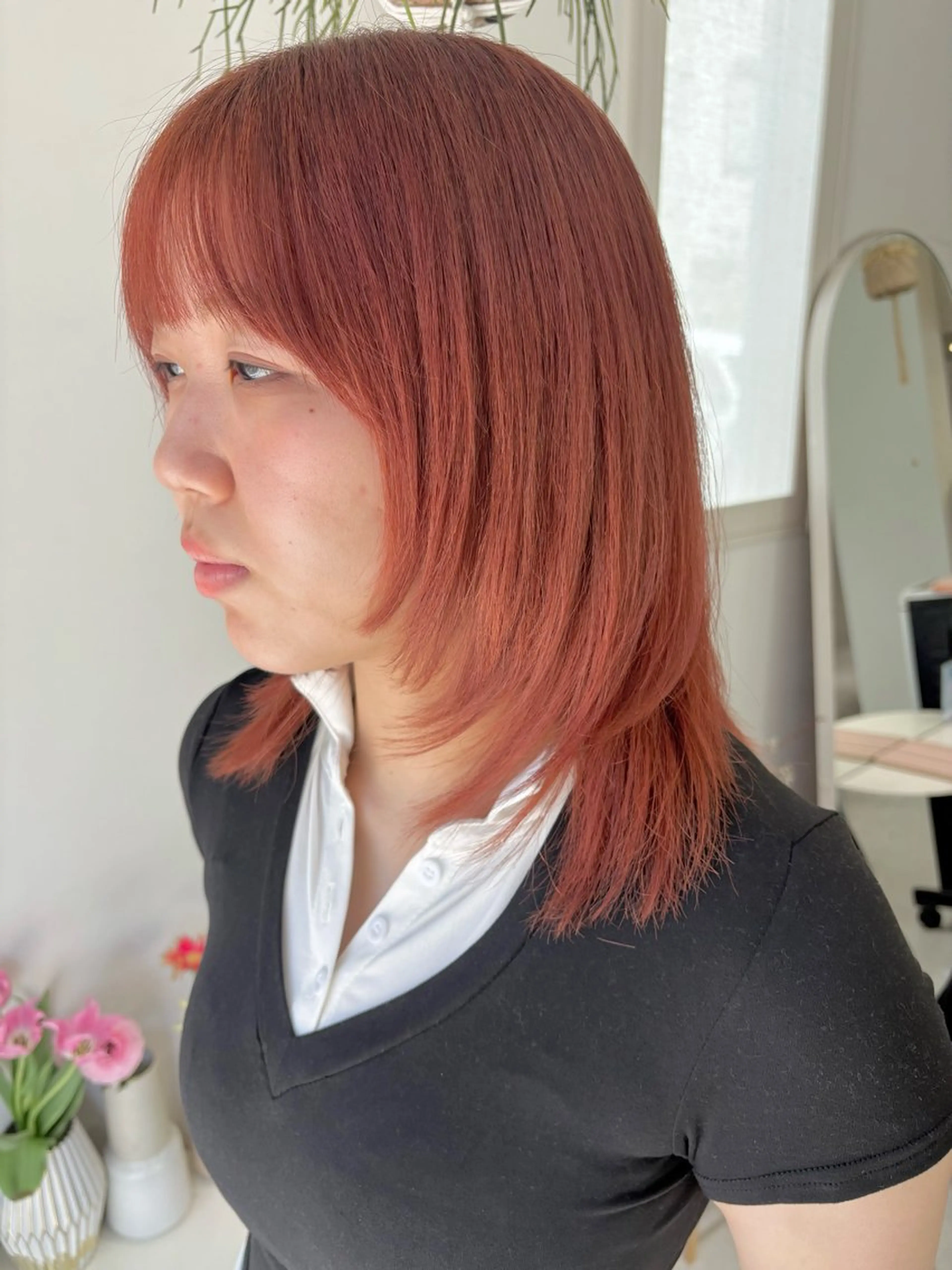 ミディアム 髪質改善 トリートメント 酸性ストレート カット ヘアカラー トリートメント 🪻花屋併設🪻秀島 有紀のヘアスタイル