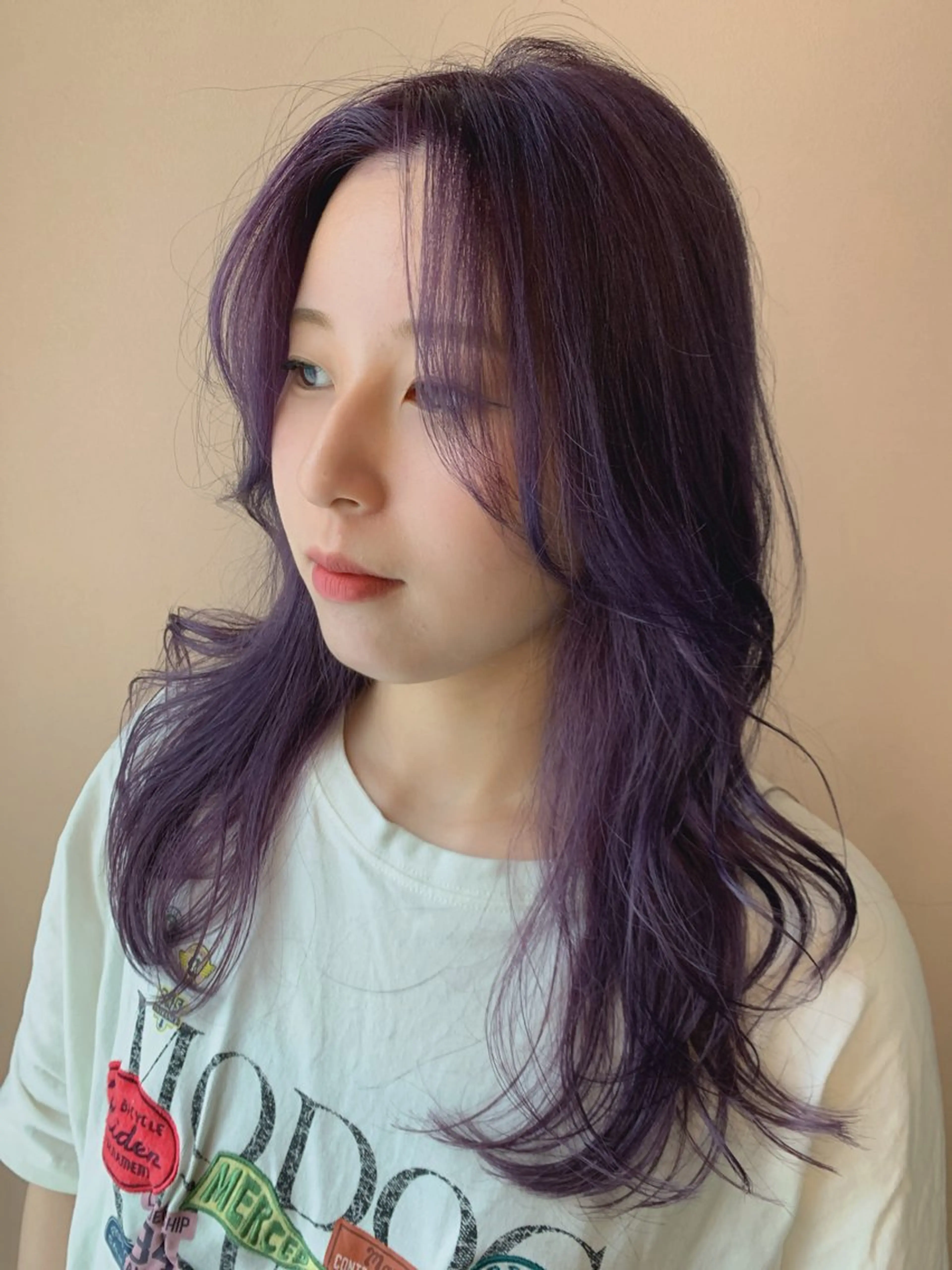 ロング カラー ブリーチ パープルカラー カット ヘアカラー トリートメント hub hair レイヤー/透明感のヘアスタイル