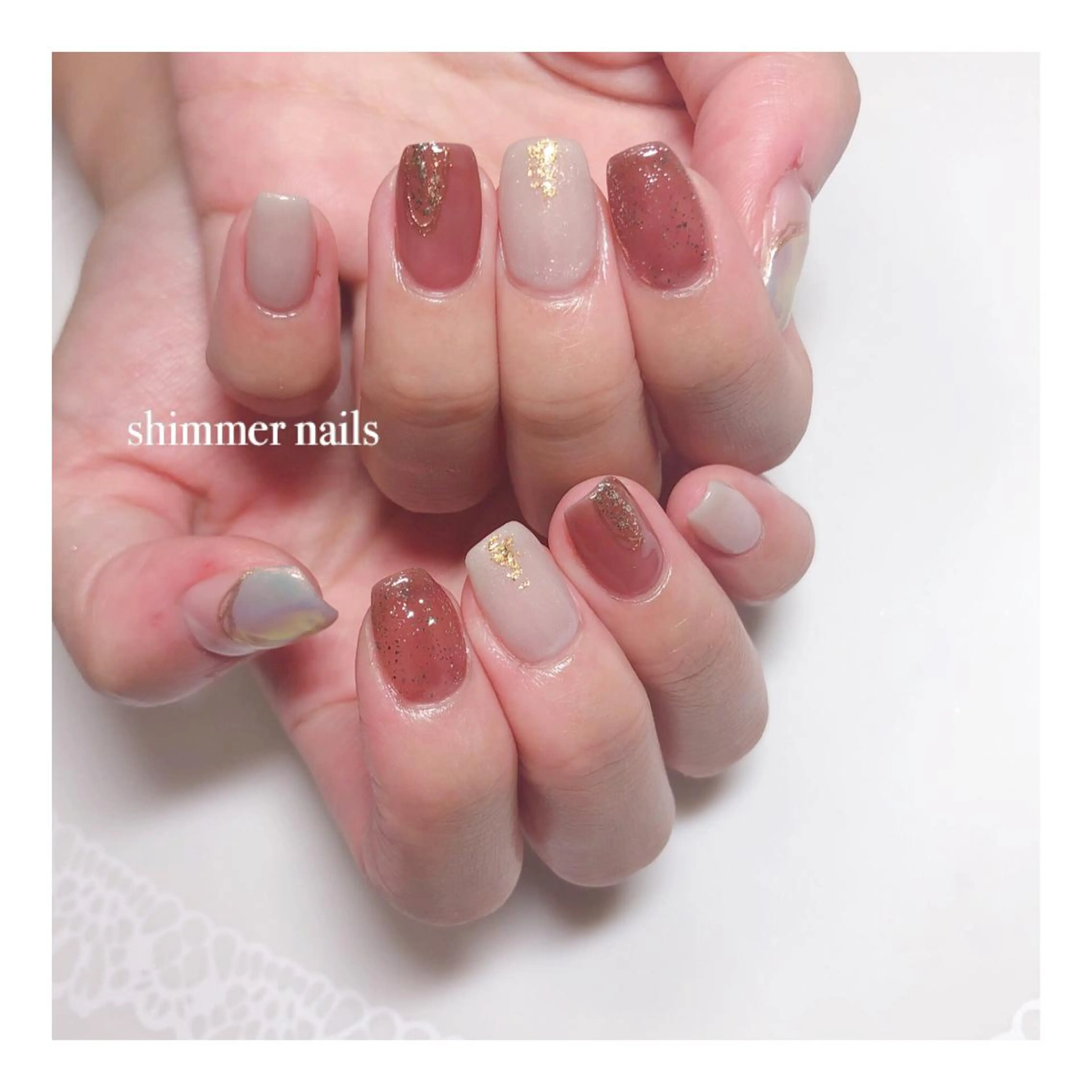 ネイル ブラウン shimmer nailsのネイルデザイン
