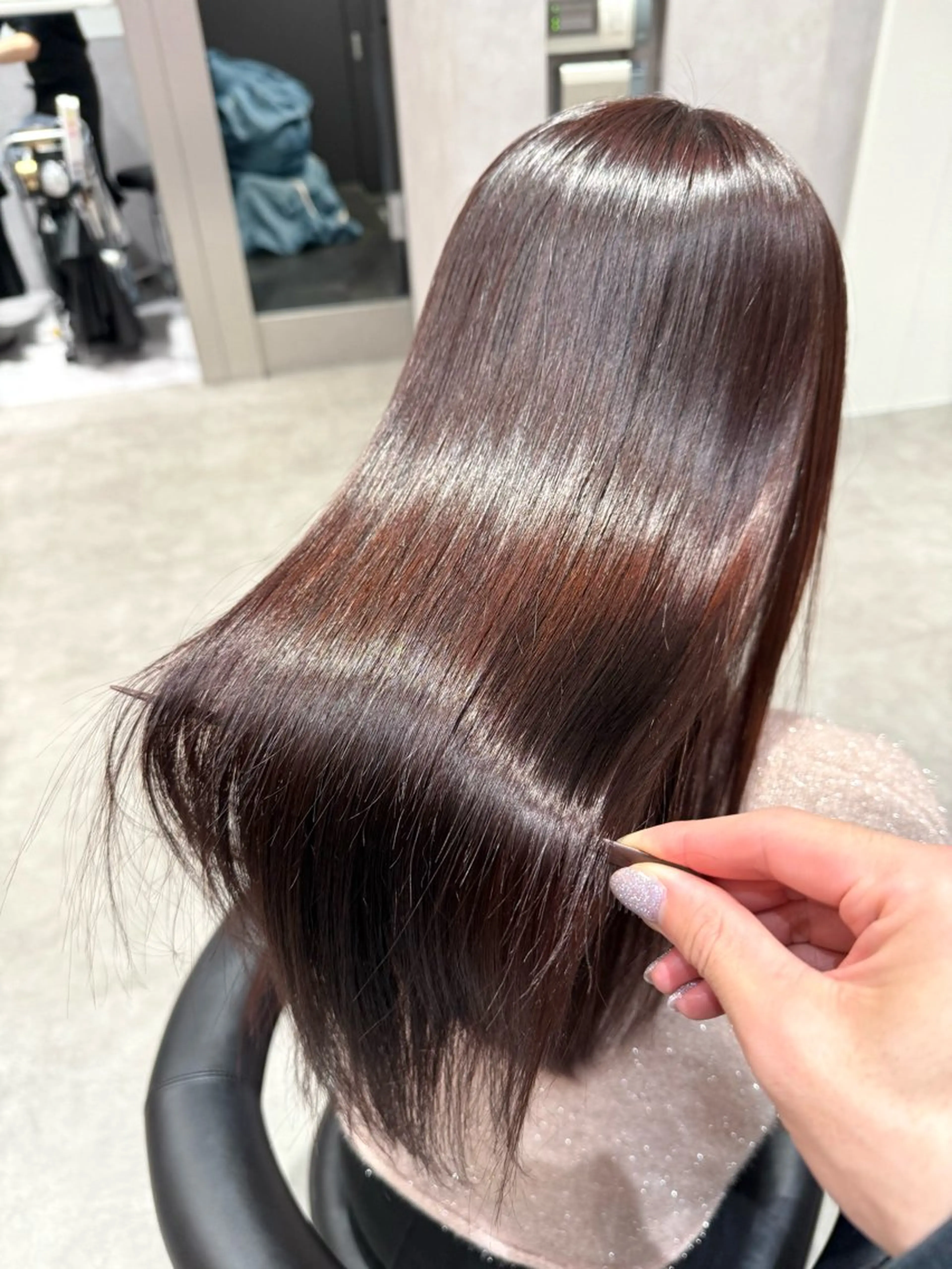 ロング カラー パーマ ヘアアレンジ 髪質改善 縮毛矯正 縮毛矯正 トリートメント 縮毛矯正/髪質改善/ ブリーチ毛/木元渓太のヘアスタイル