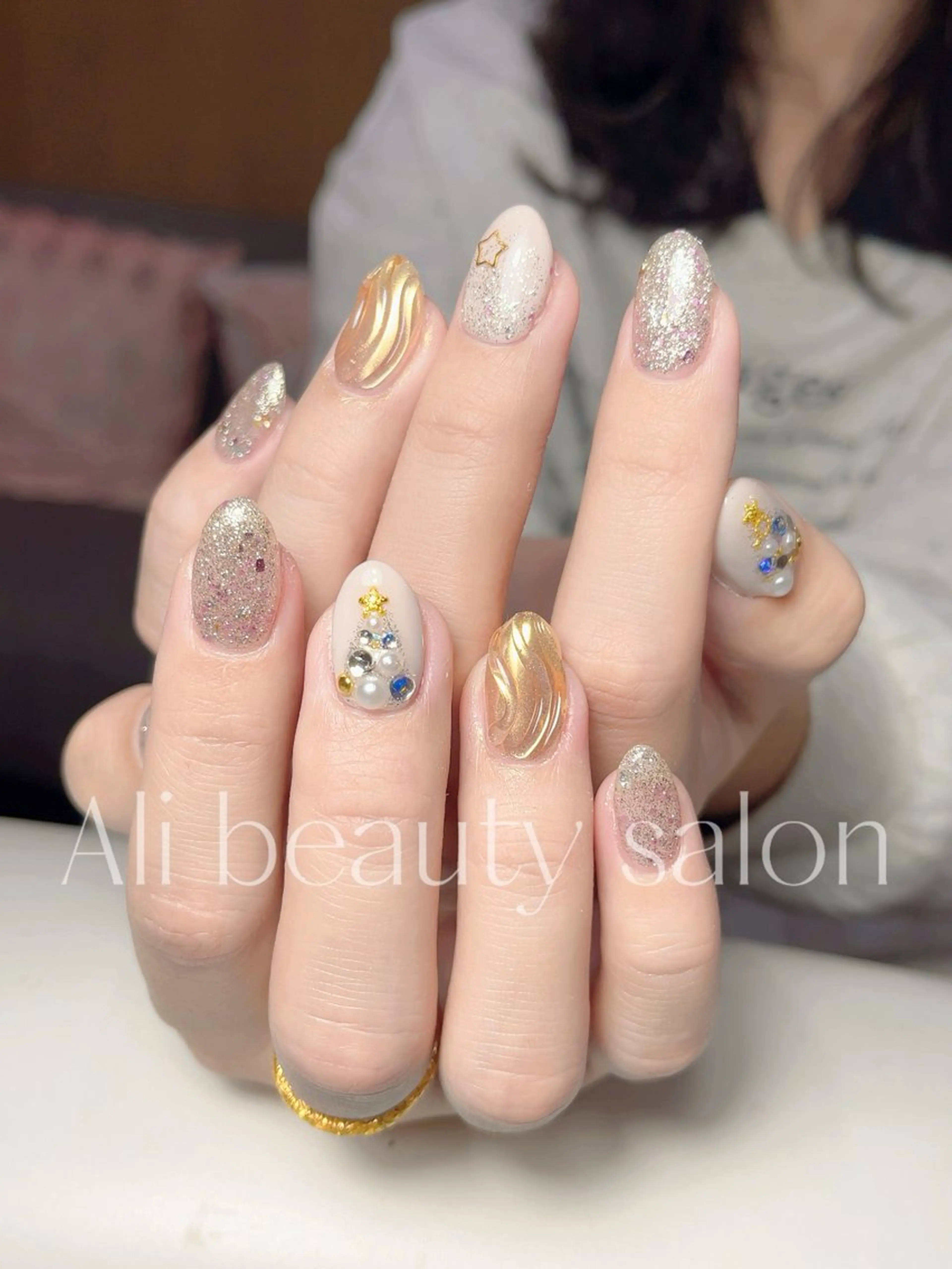 ネイル 冬ネイル クリスマス ハンドネイル Ali 新小岩 ネイル専門のネイルデザイン