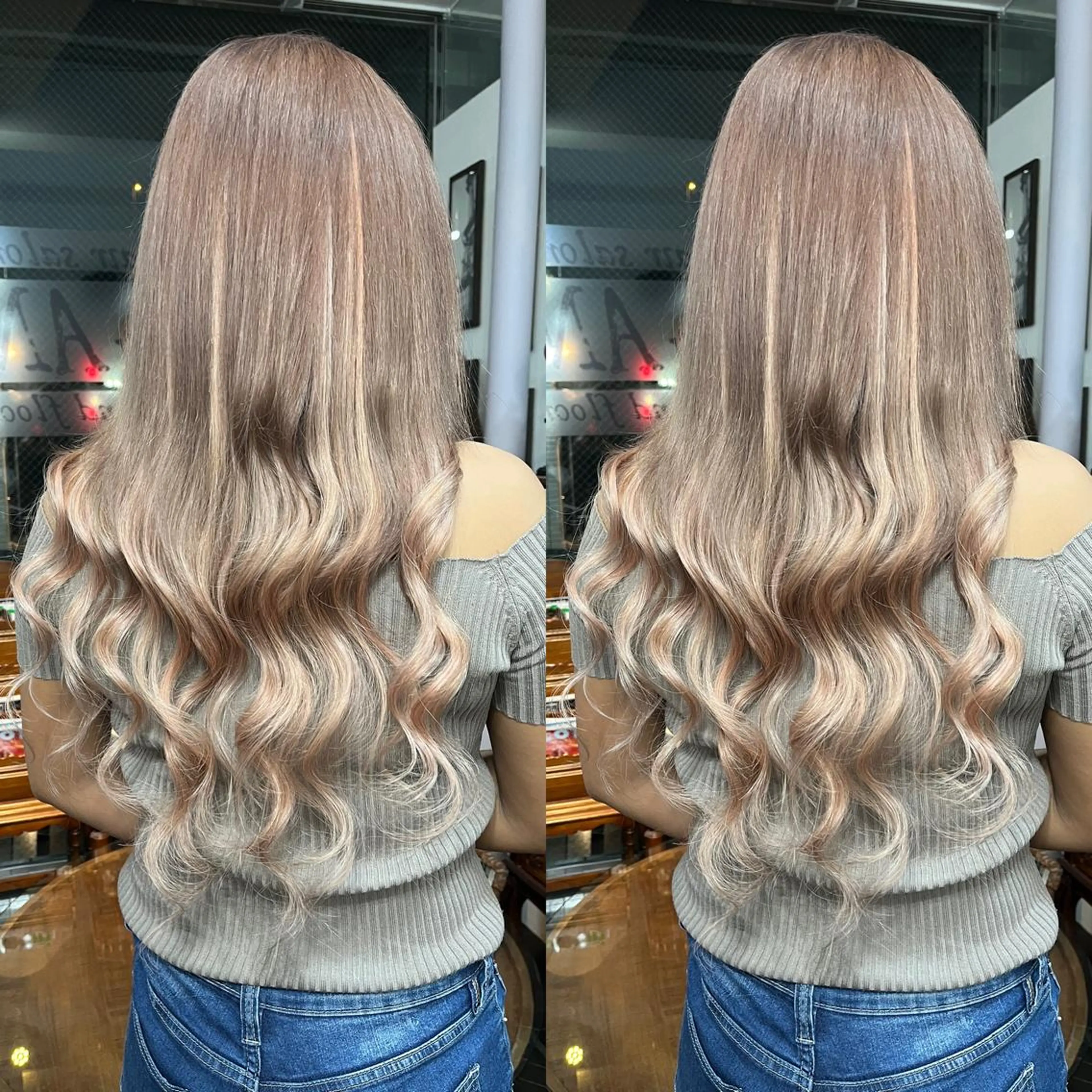 ロング カラー ベージュカラー ハイトーンカラー ピンクカラー ピンクベージュ エクステ モモカ/ハイトーン /バレイヤージュのヘアスタイル