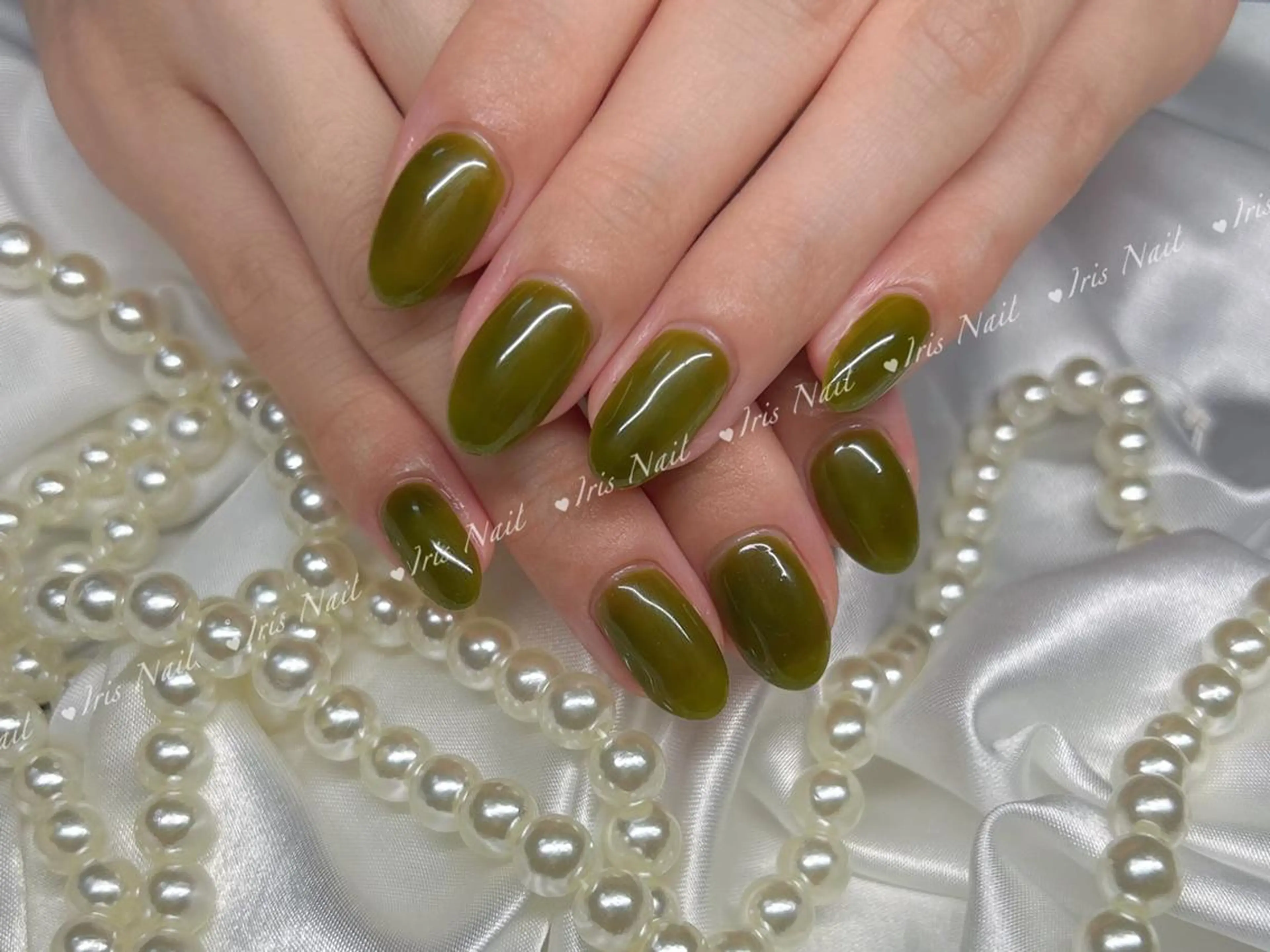 ネイル グリーン ハンドネイル ハンドケア 🍒IRIS Nail🌸のネイルデザイン