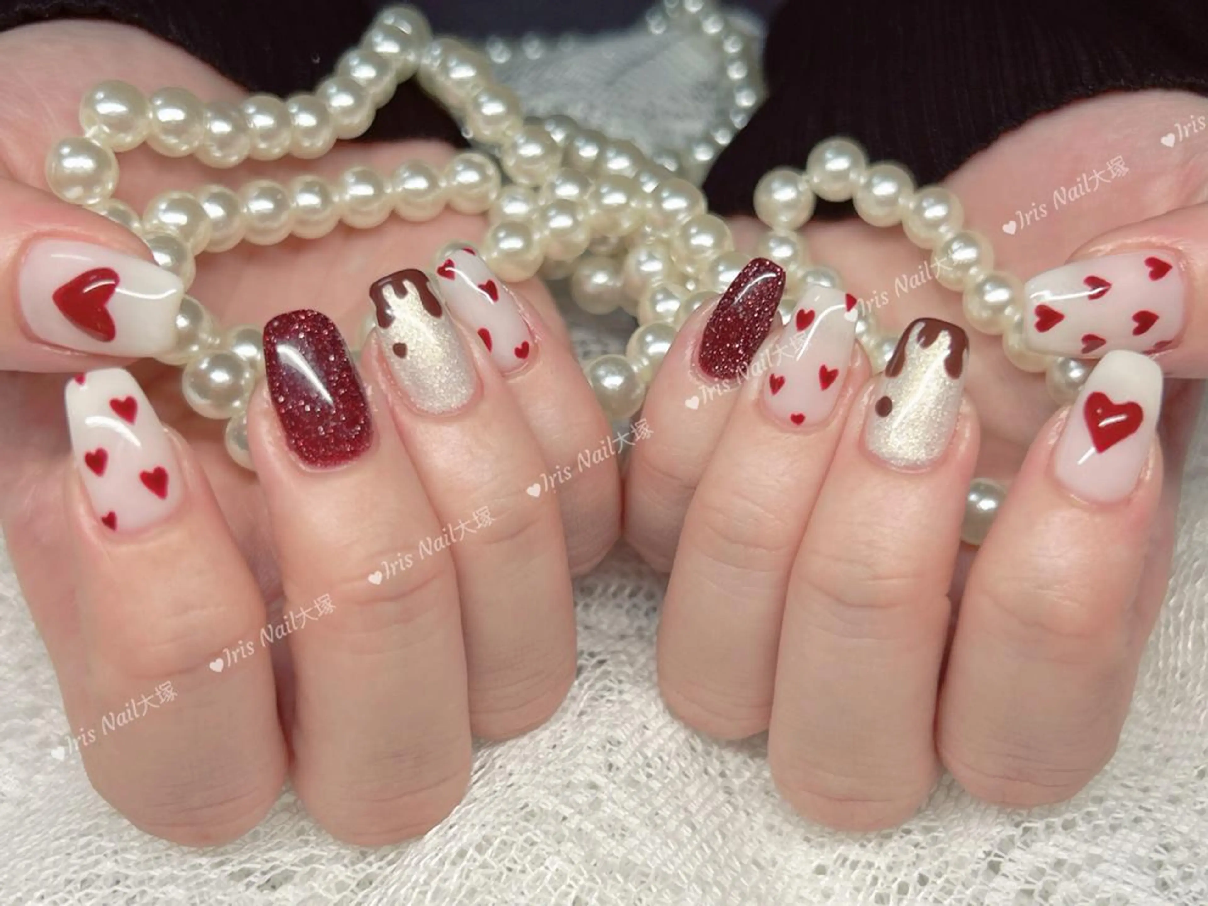 ネイル バレンタイン ハンドネイル ハンドケア 🍒IRIS Nail🌸のネイルデザイン