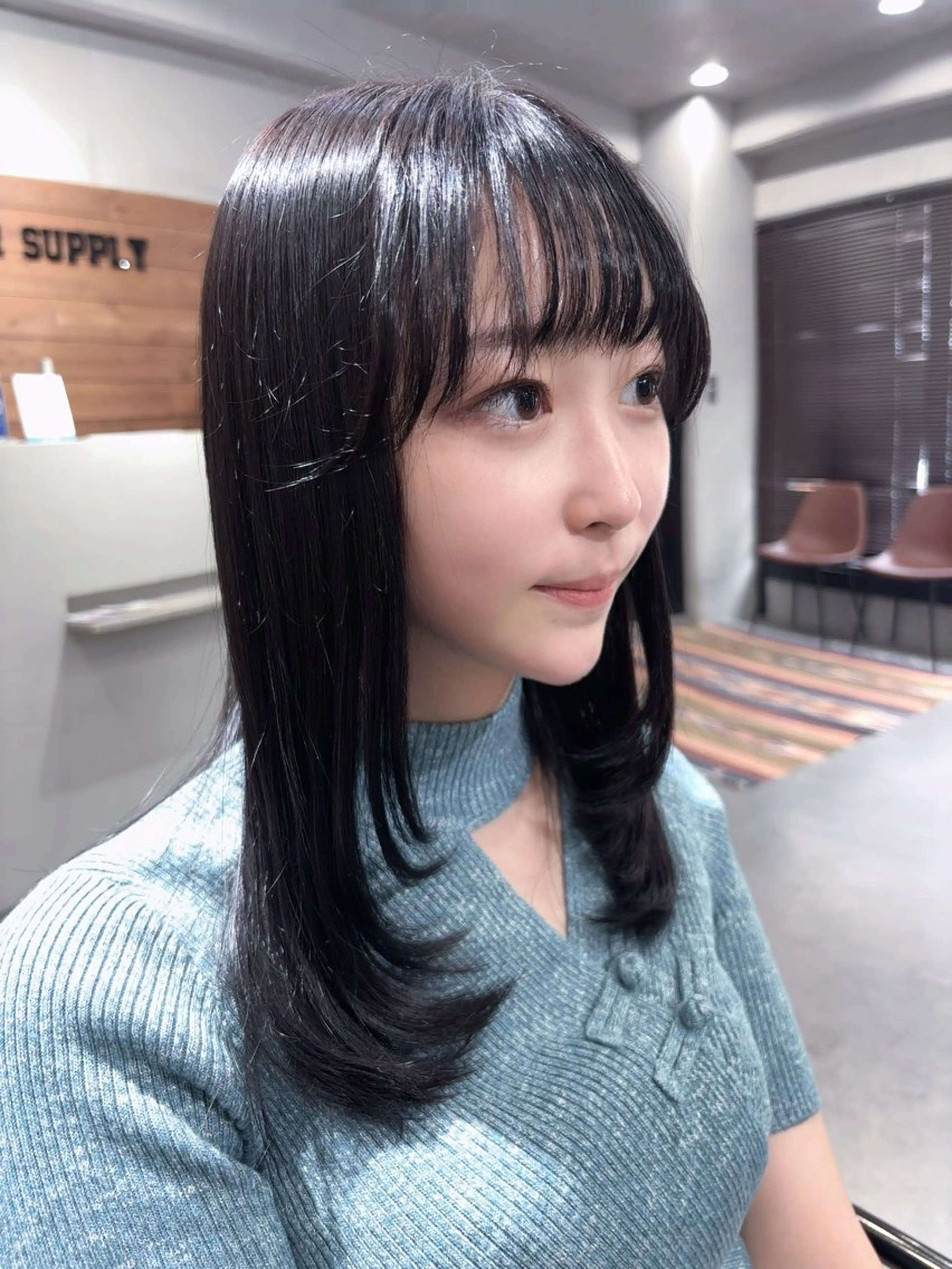ロング 顔まわりレイヤー レイヤーカット TELAHAIR 石岡♡Rinaのヘアスタイル