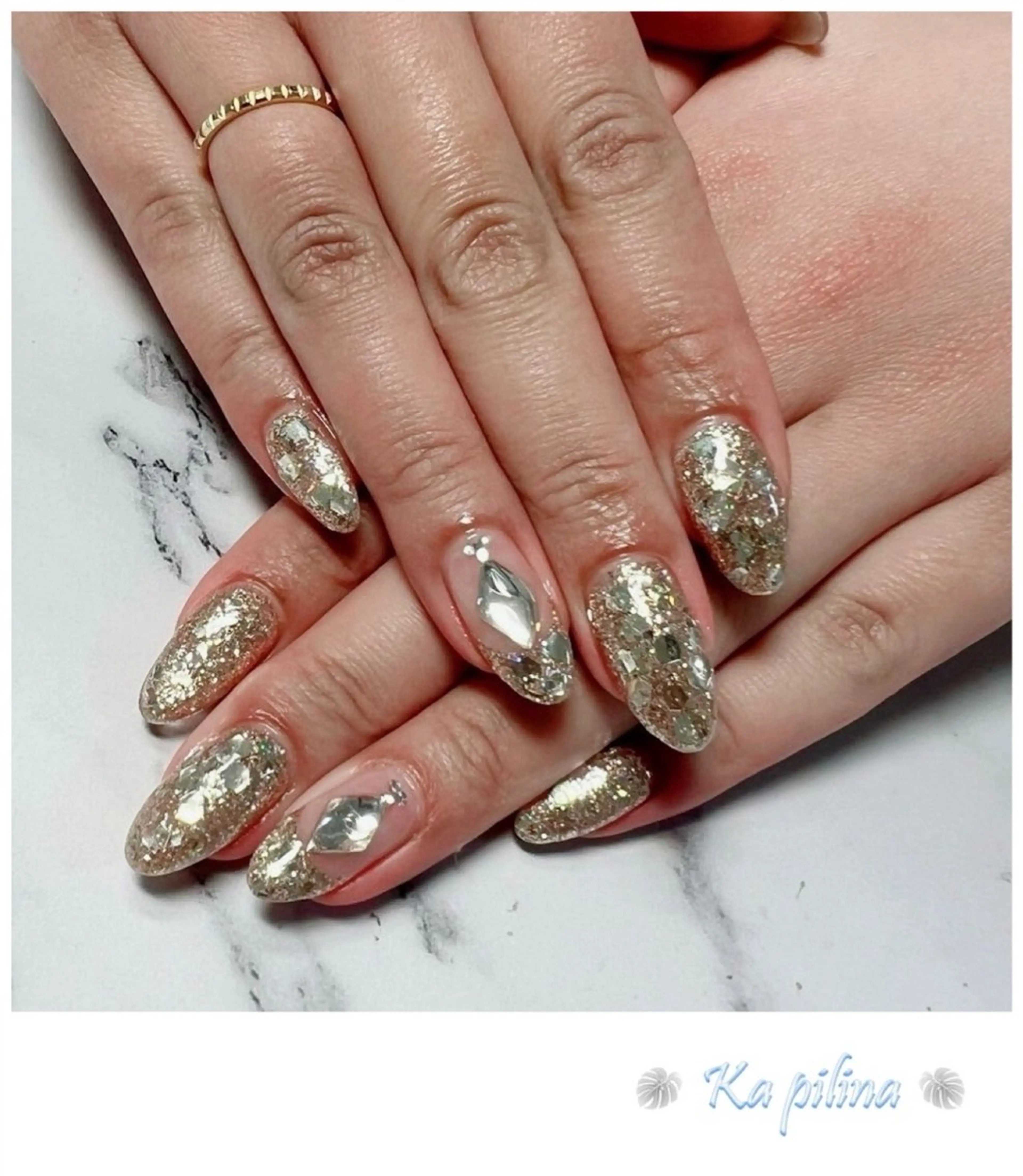 ネイル フレンチネイル ラメ(グリッター) ワンカラーネイル Nail salon Ka pilinaのネイルデザイン