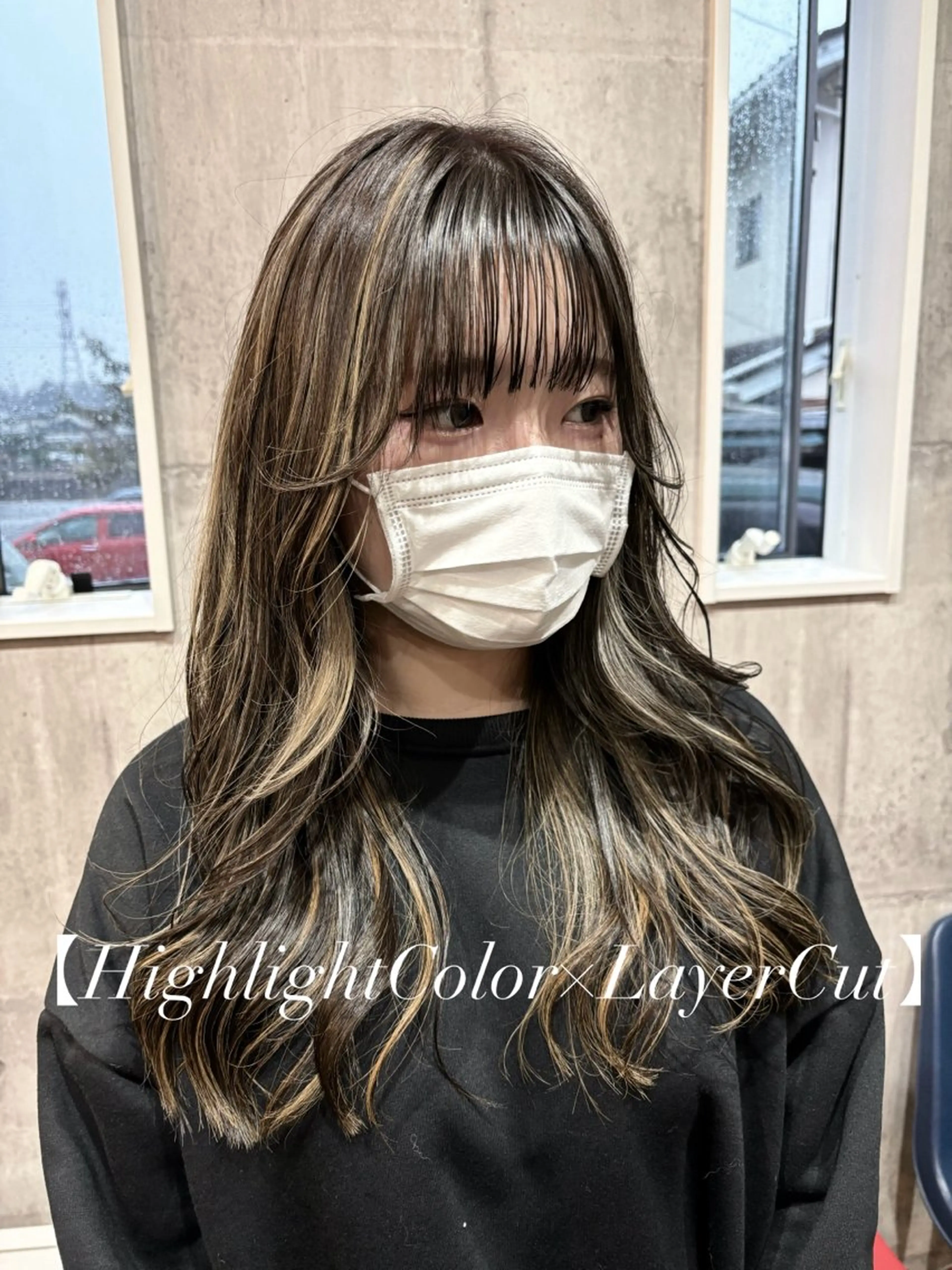 ロング ハイライト カット ヘアカラー yoshihara yuukiのヘアスタイル