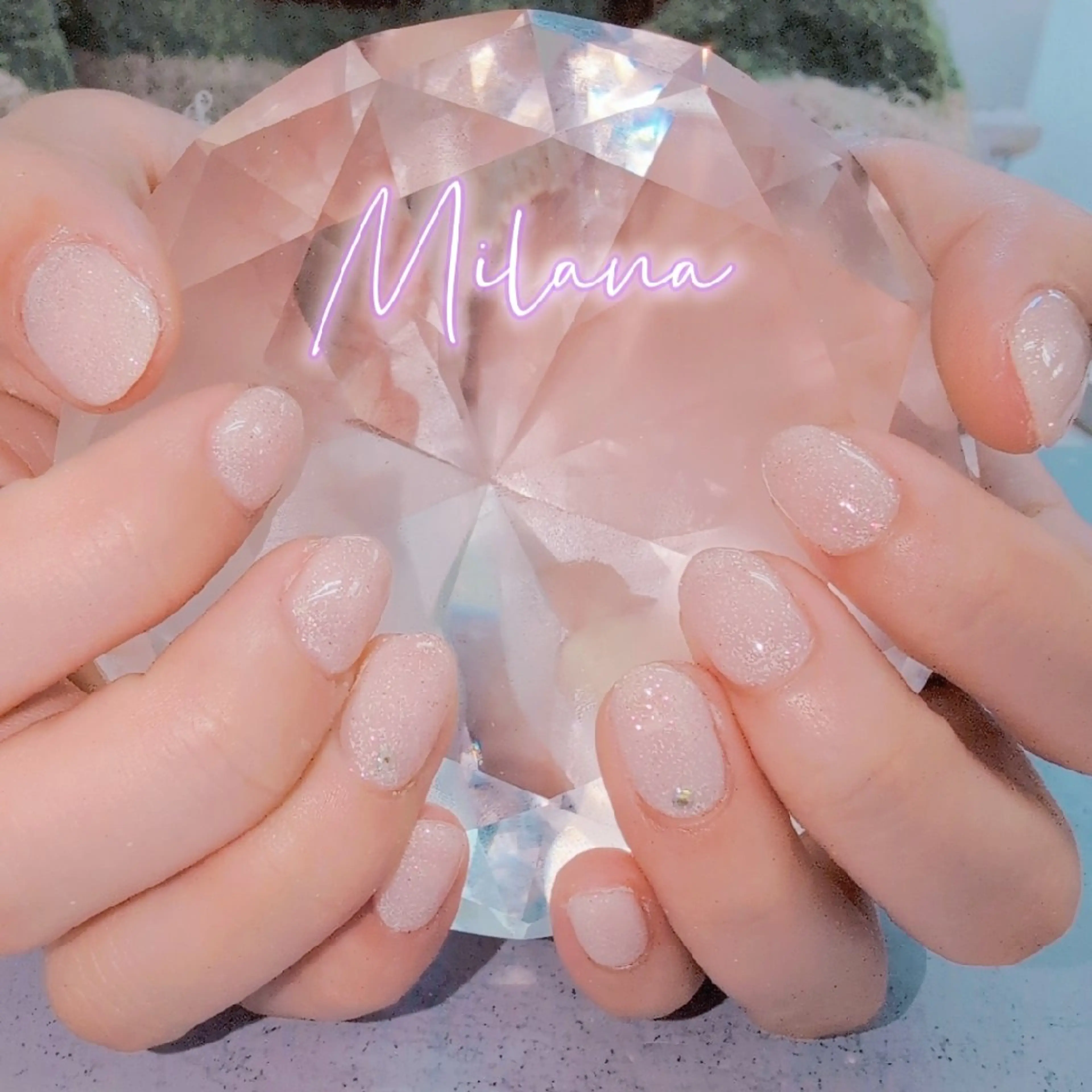 ネイル ワンカラーネイル ストーンネイル ハンドネイル Milana 川瀬のネイルデザイン
