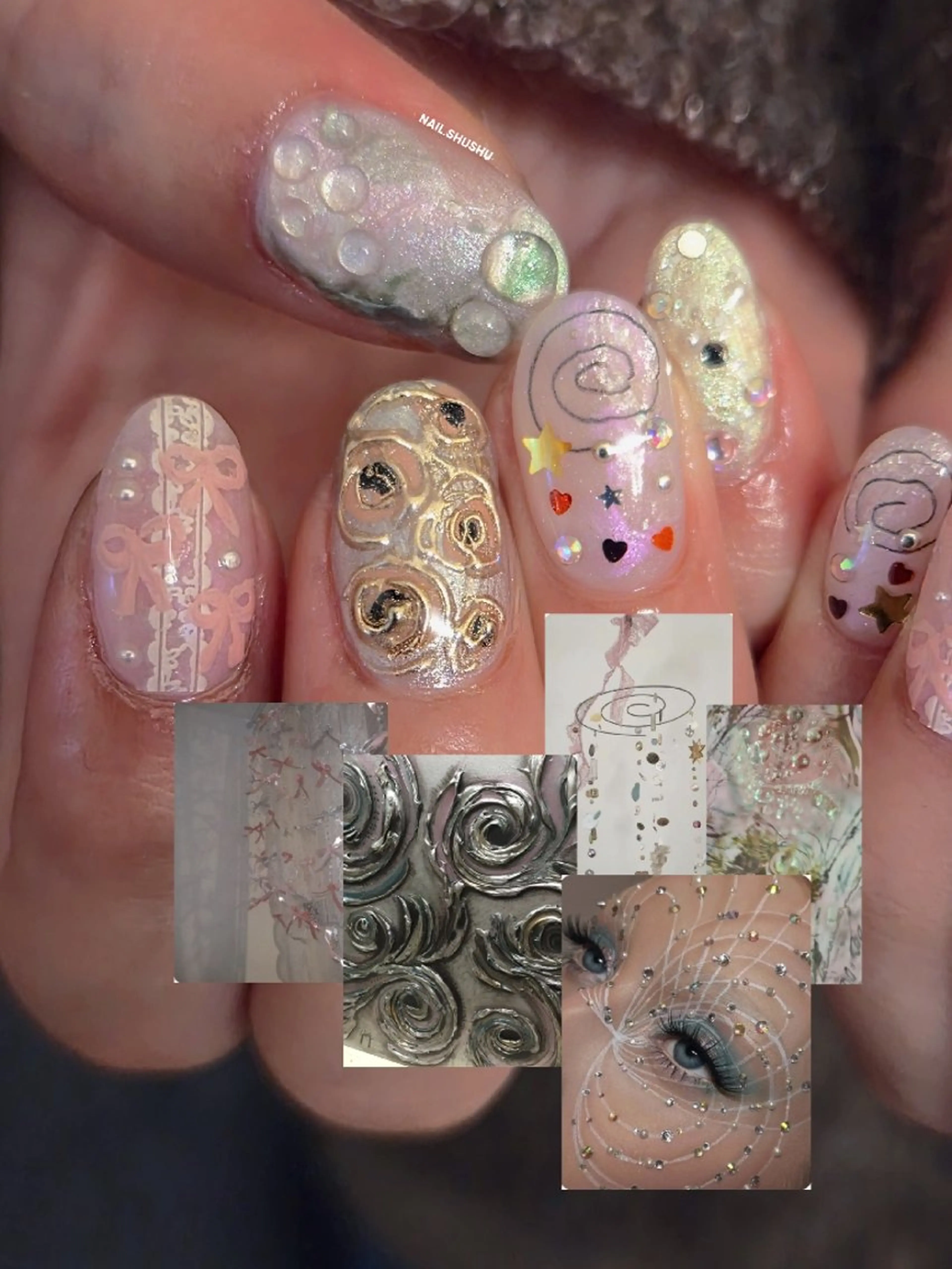 ネイル ハンドネイル 3dパーツ/流行り 👧shushu❤️のネイルデザイン