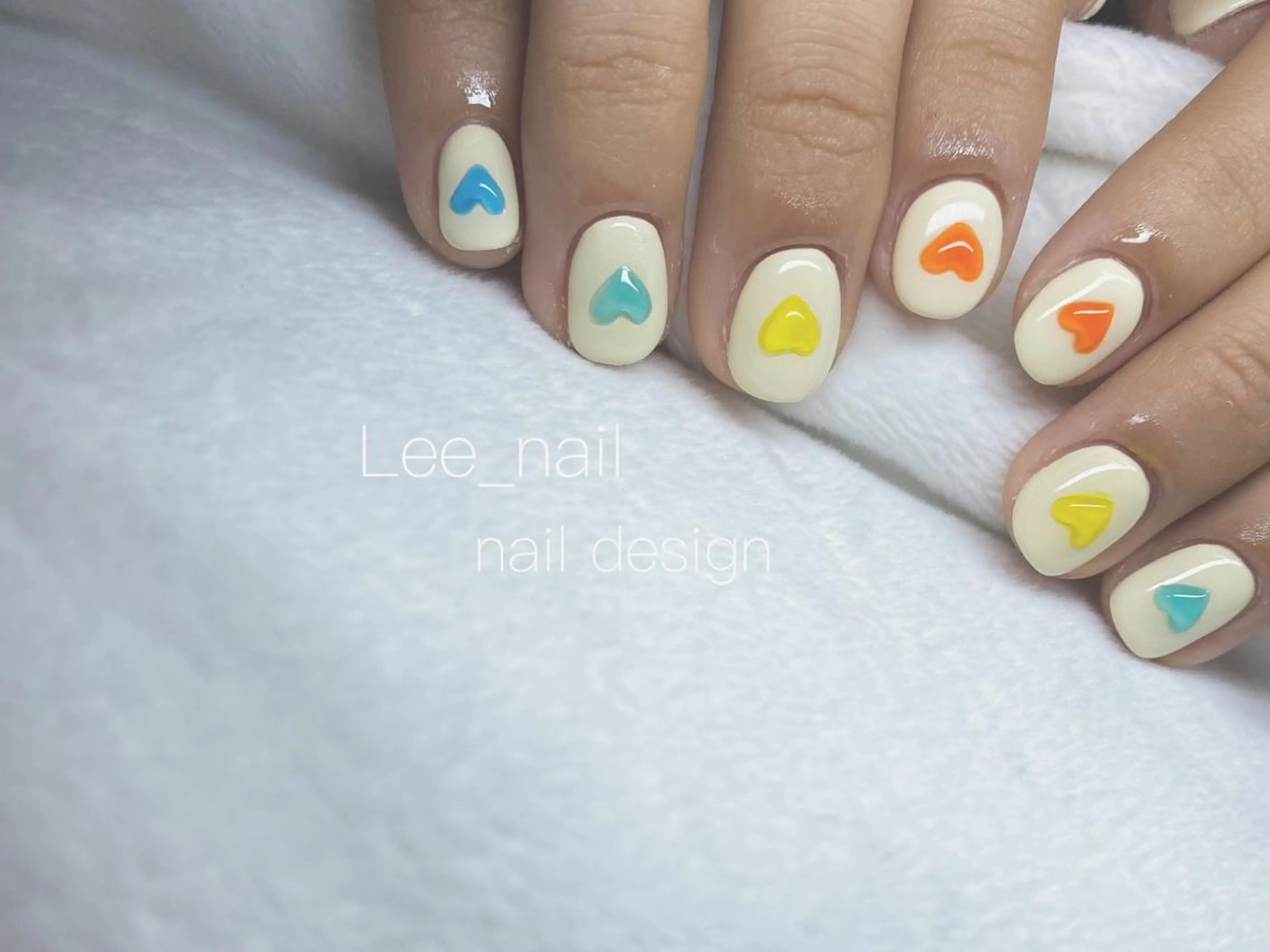 ネイル ハート ぷっくりネイル ハンドネイル Lee_ nailのネイルデザイン