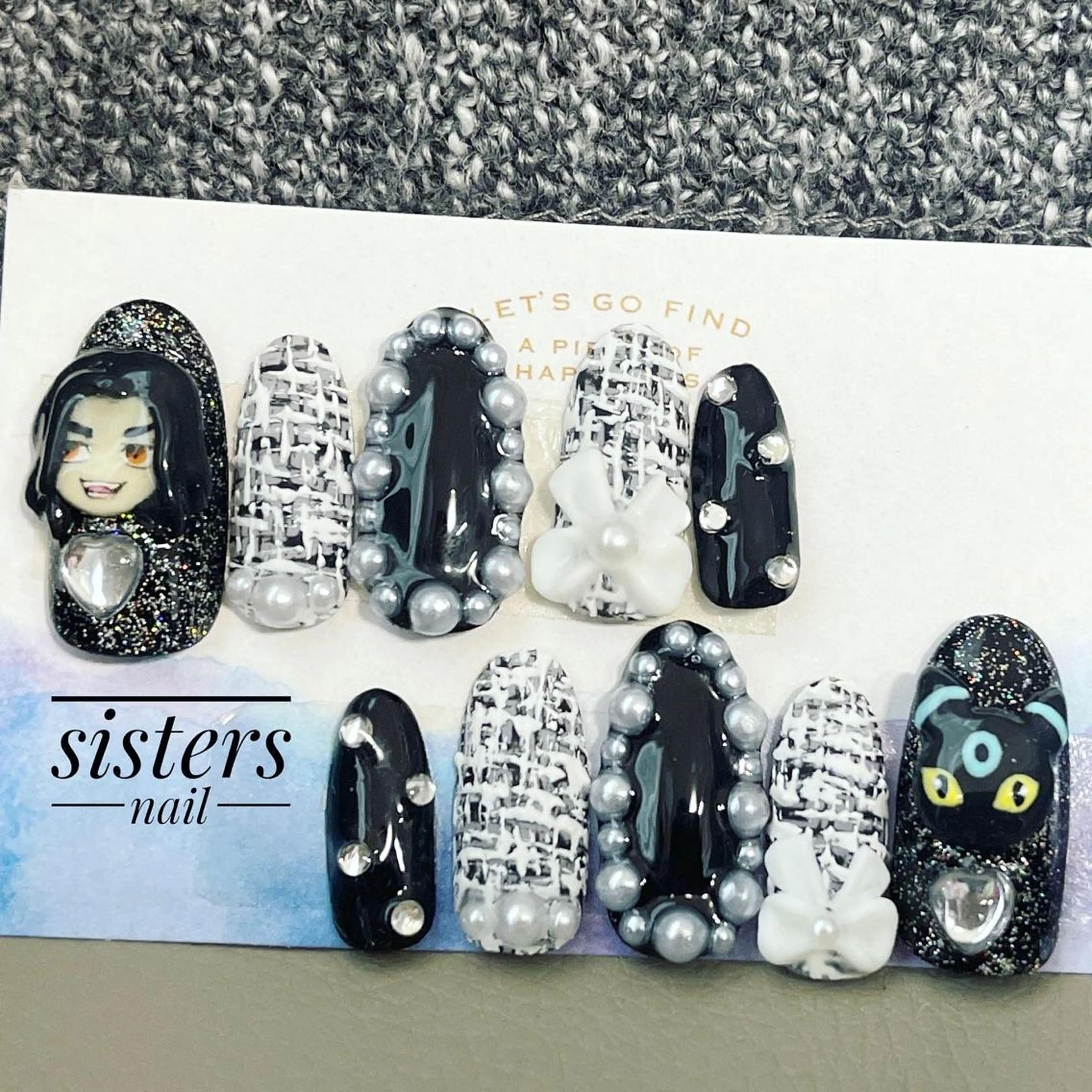 ネイル アートネイル リボン 夏ネイル ネイルチップ sisters nail.fのネイルデザイン