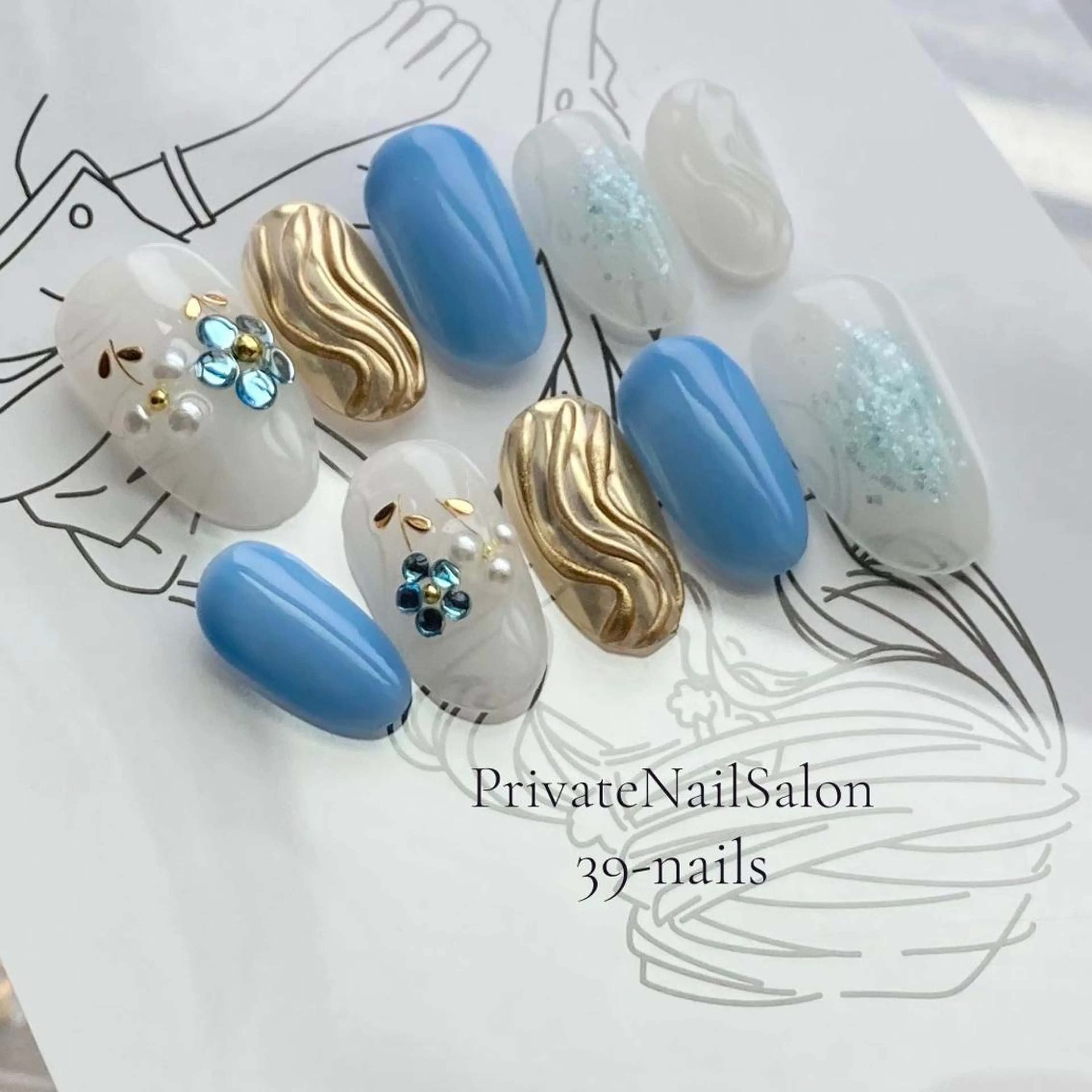 ネイル フラワーネイル ジェルネイル ニュアンスネイル ワンカラーネイル パラジェル 39-nails EharaMikuのネイルデザイン