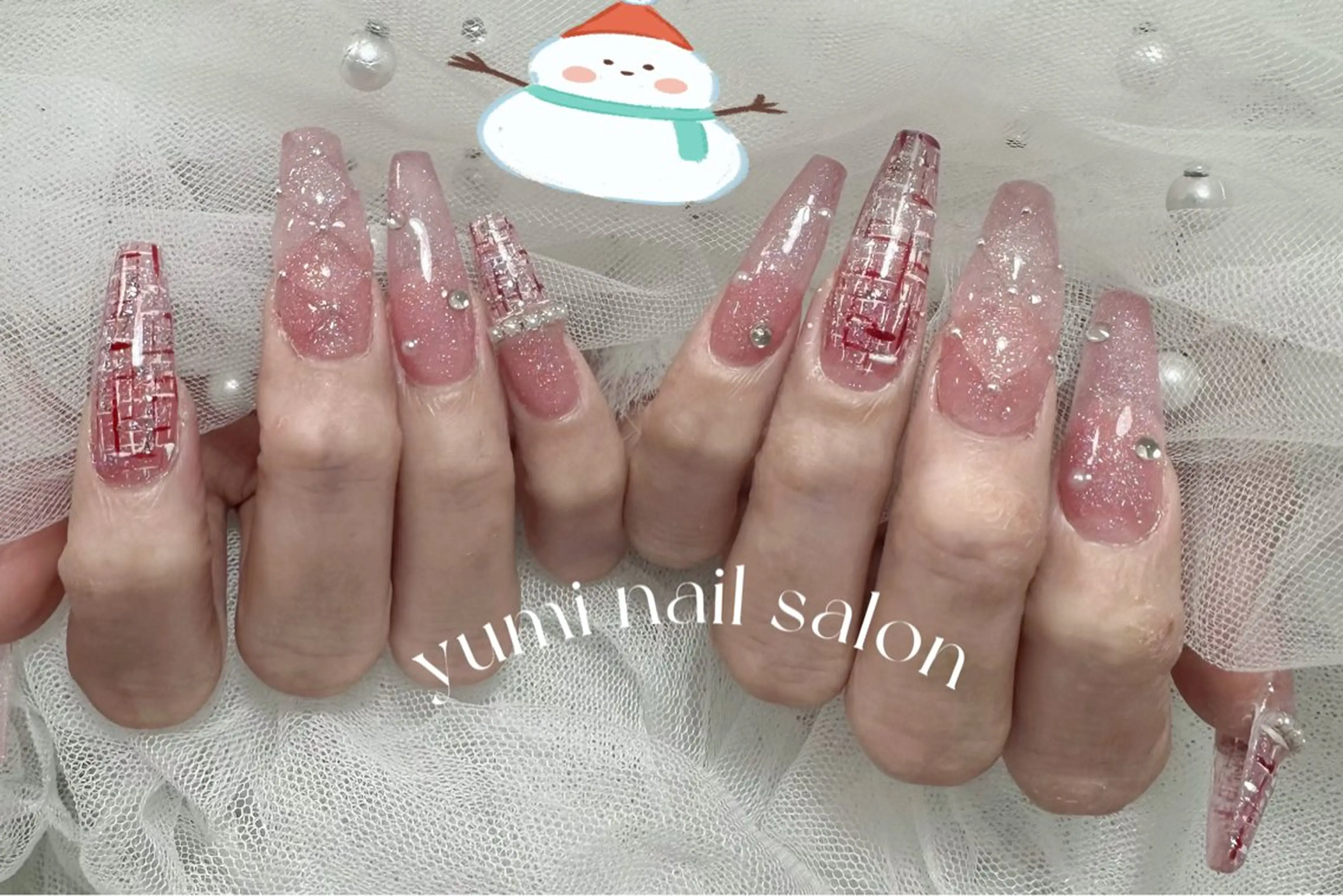 ネイル shineジェル& チップ長さだしのネイルデザイン