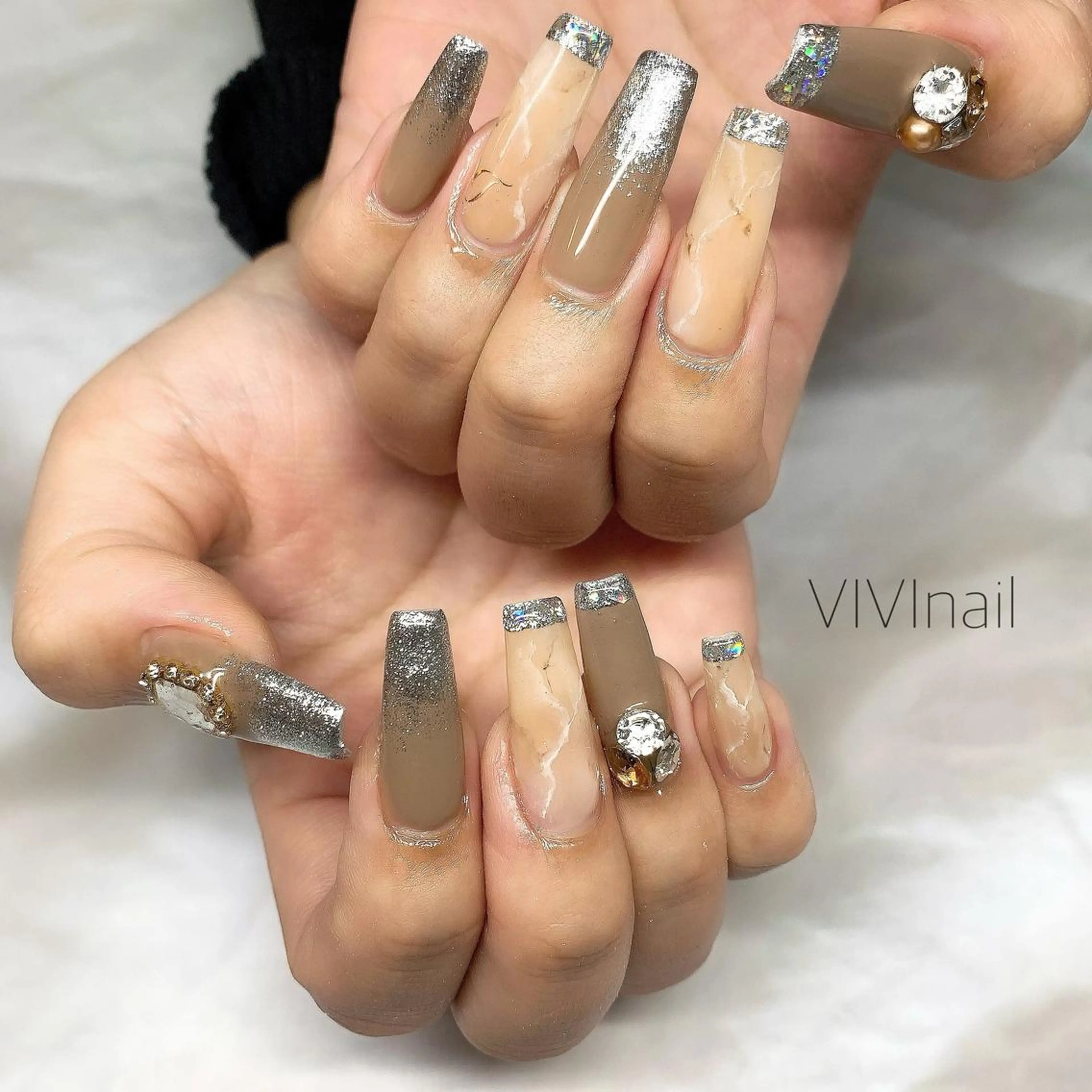 ネイル 大理石ネイル(マーブル) ハンドネイル vivi nailのネイルデザイン