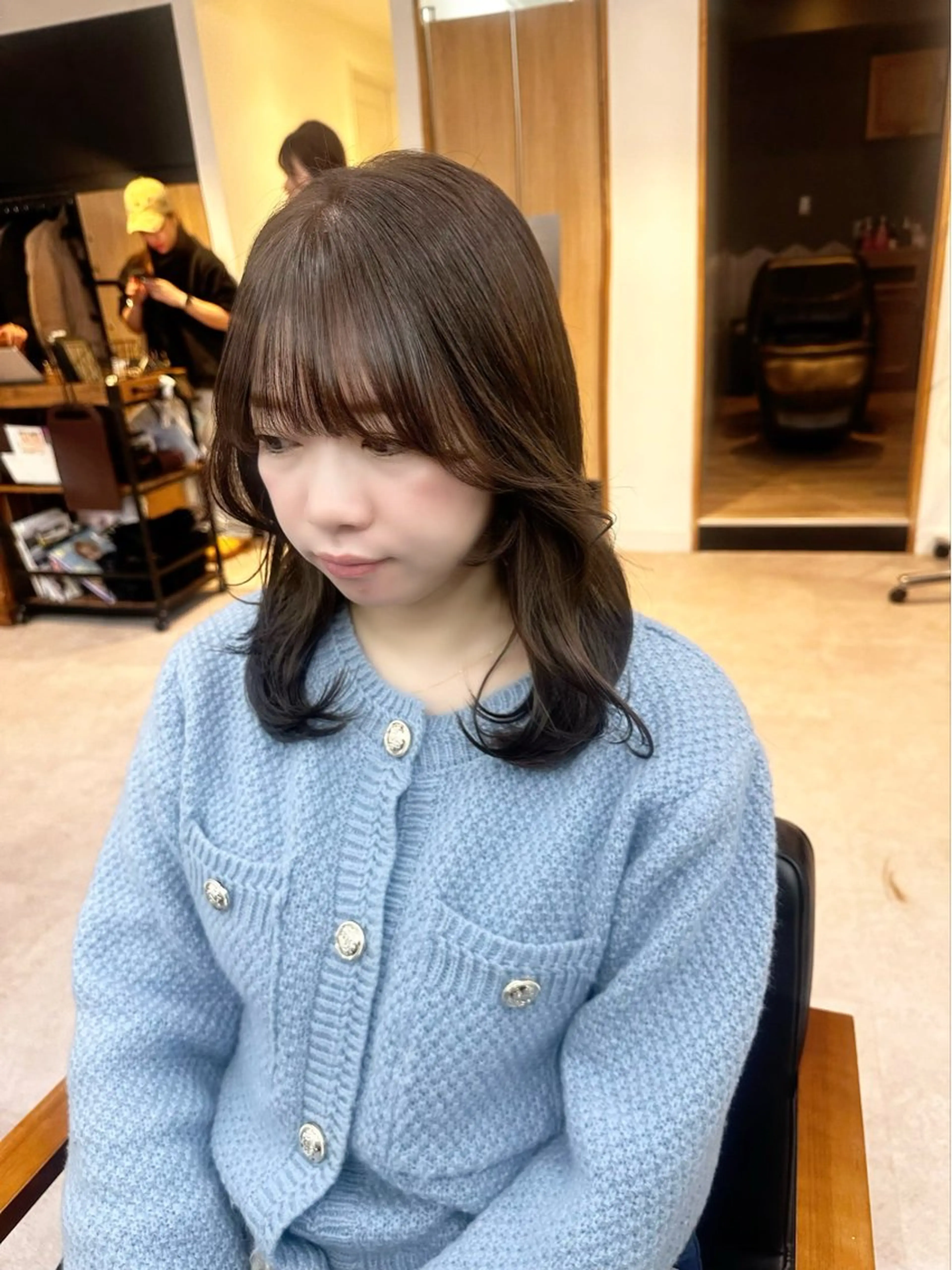 ミディアム カラー パーマ ヘアアレンジ メンズ レイヤーカット／顔周 りカット/縮毛矯正のヘアスタイル
