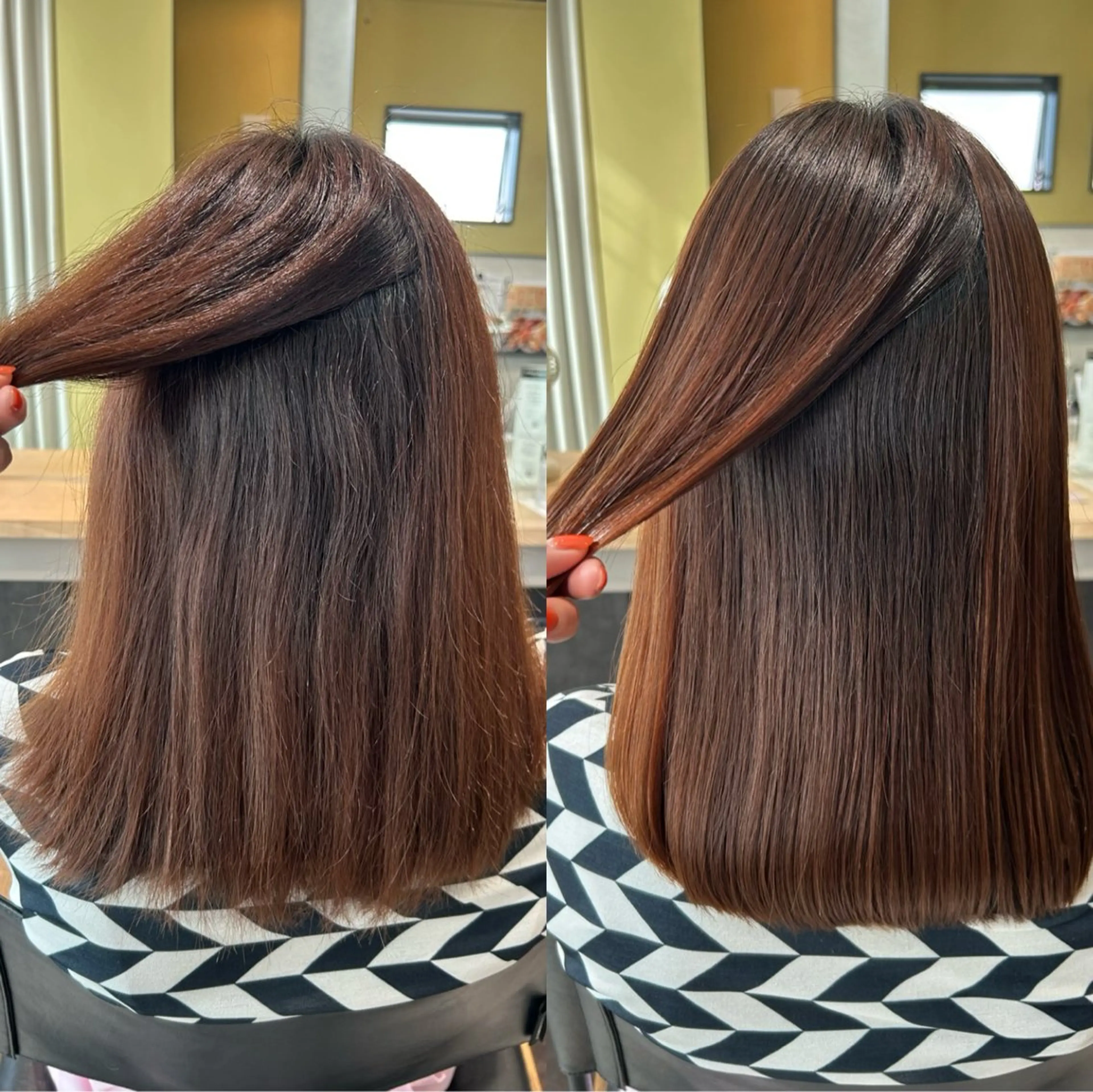 セミロング パーマ カット 縮毛矯正 トリートメント hub hair レイヤー/透明感のヘアスタイル