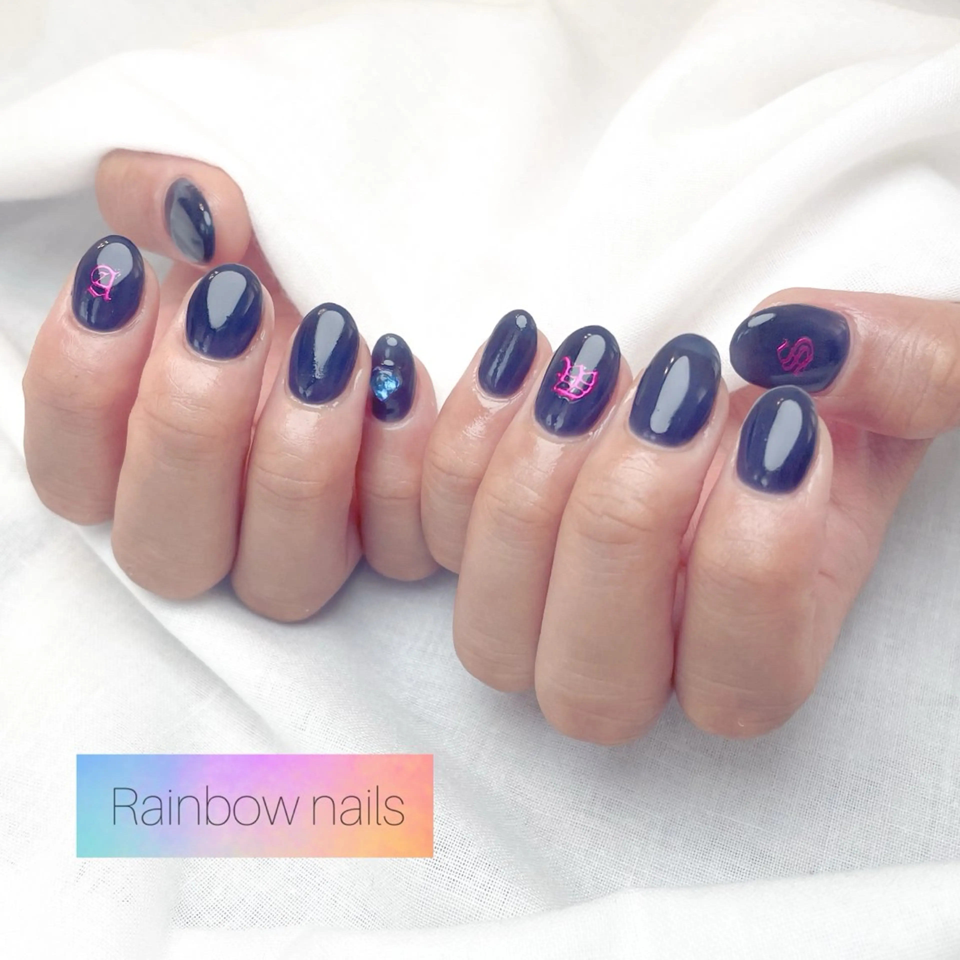 ネイル ハンドネイル Rainbow nailsくろちゃんのネイルデザイン