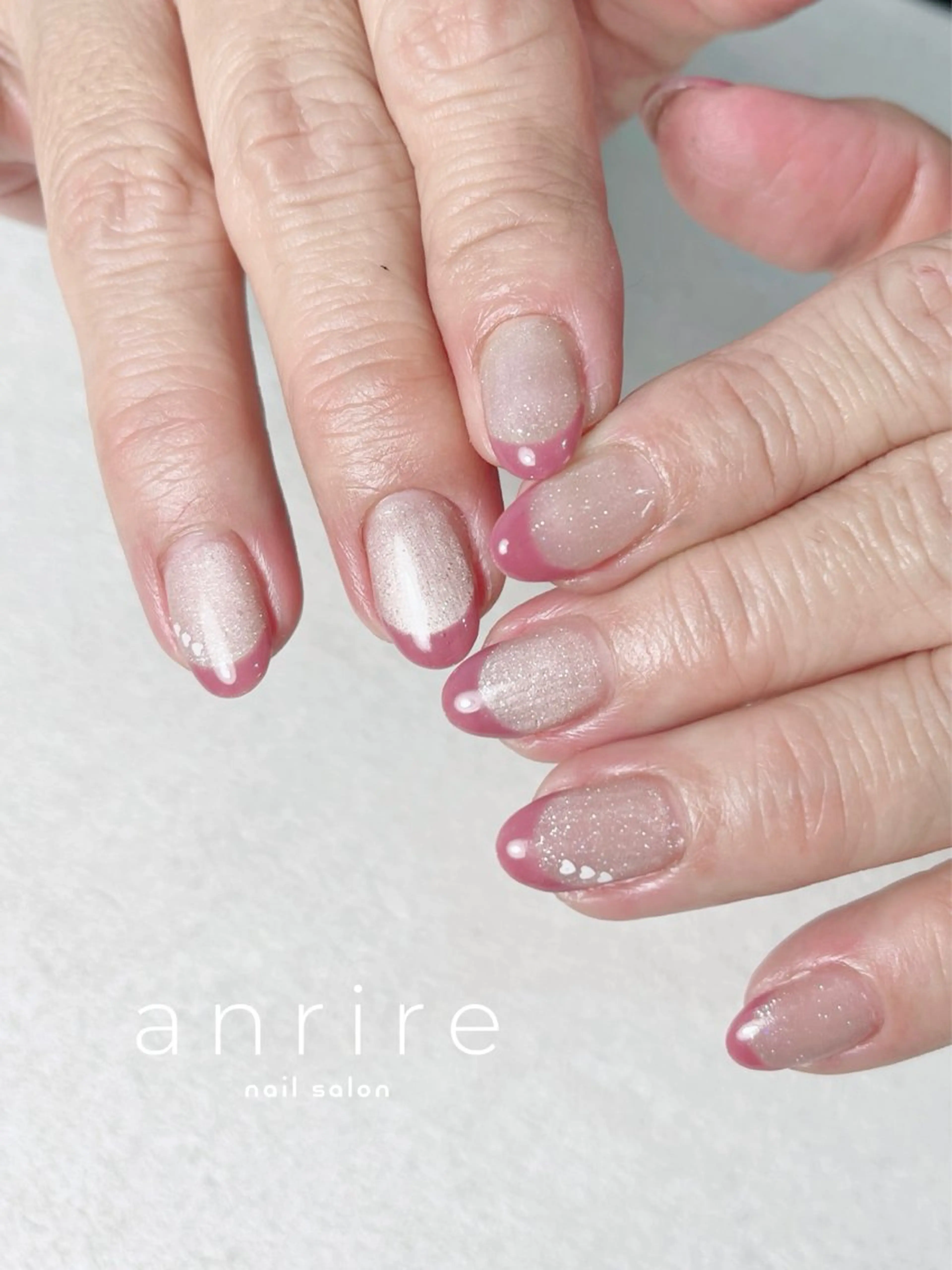 ネイル フレンチネイル ジェルネイル ハート マグネットネイル パラジェル ハンドネイル nailsalon anrireのネイルデザイン